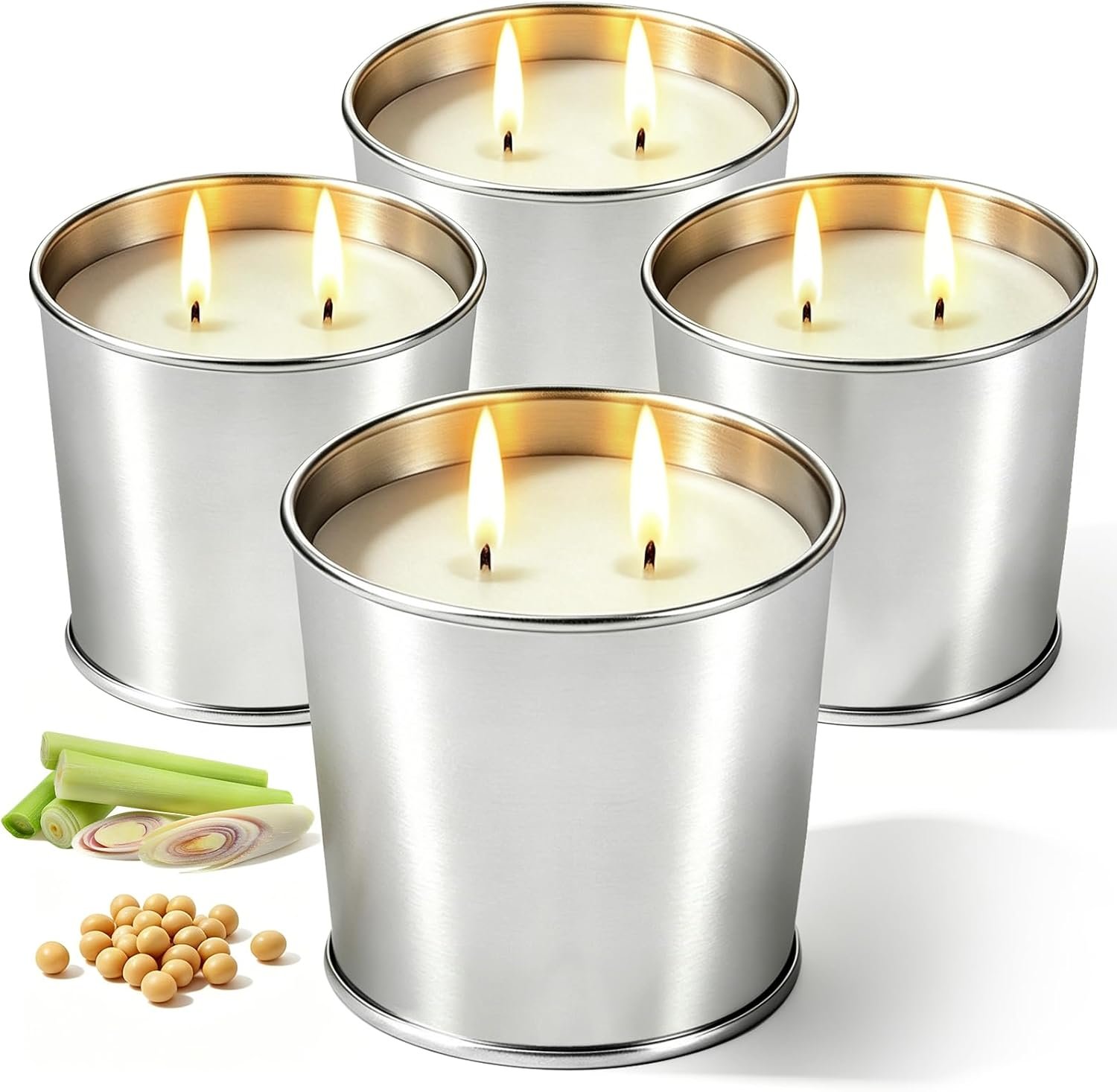 Citronella Candles Outdoor, Double Wick, 160 Total Burn Hours, 4 Pack