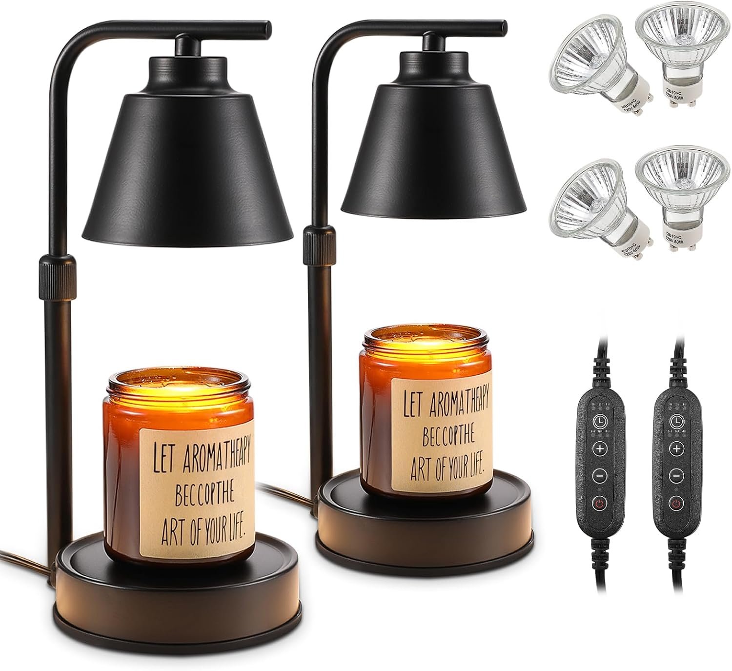 2 Pack Candle Warmer Lamp with Timer, Dimmable Candle Warmer Lamp