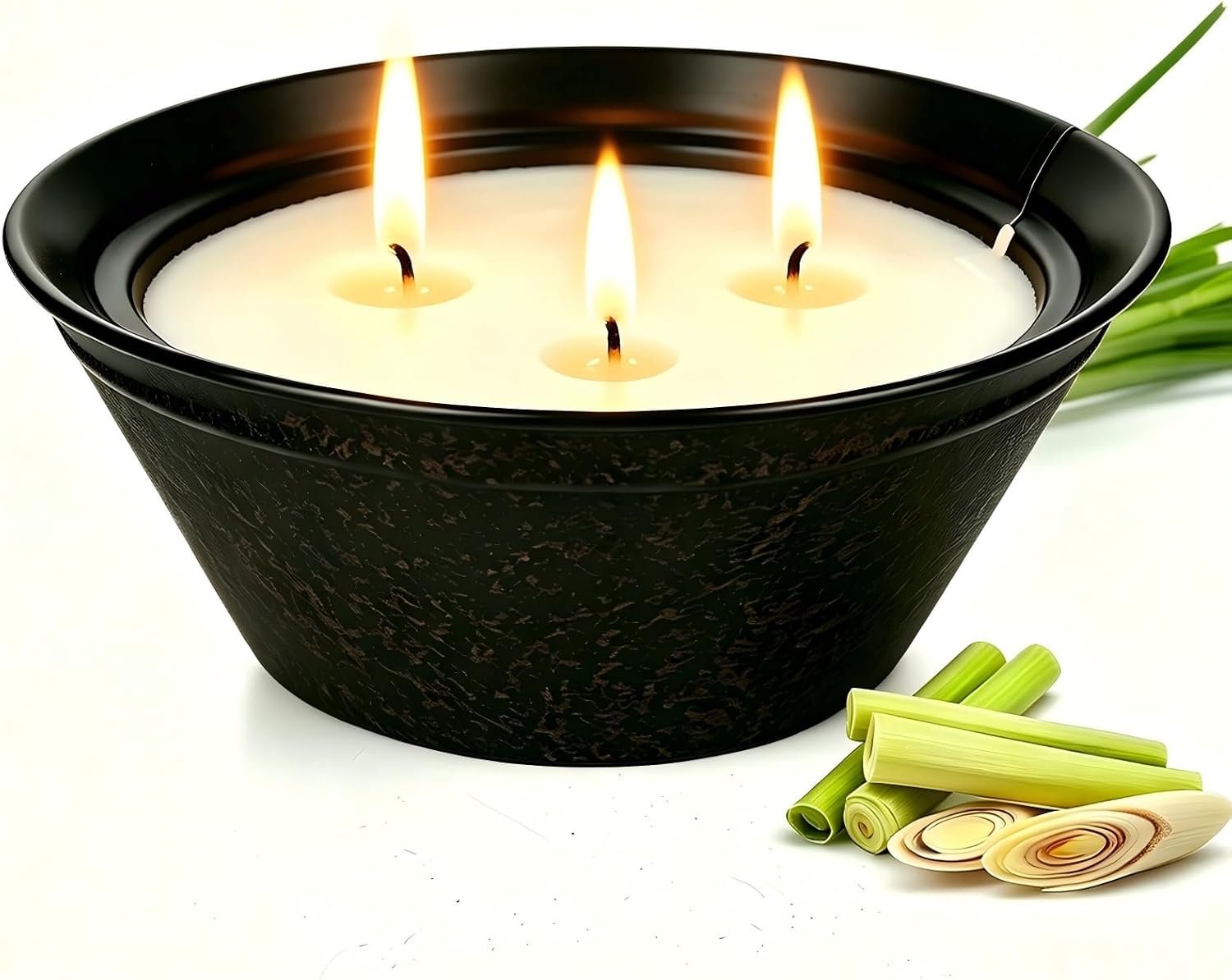 Citronella Candles Outdoor Large 23oz 3-Wick Natural Citronella Lemongrass Soy Wax Bucket Candle Up to 100 Hours Outdoor Candles for Patio,Yard,Fishing,Home Decor,Backyard in Summer