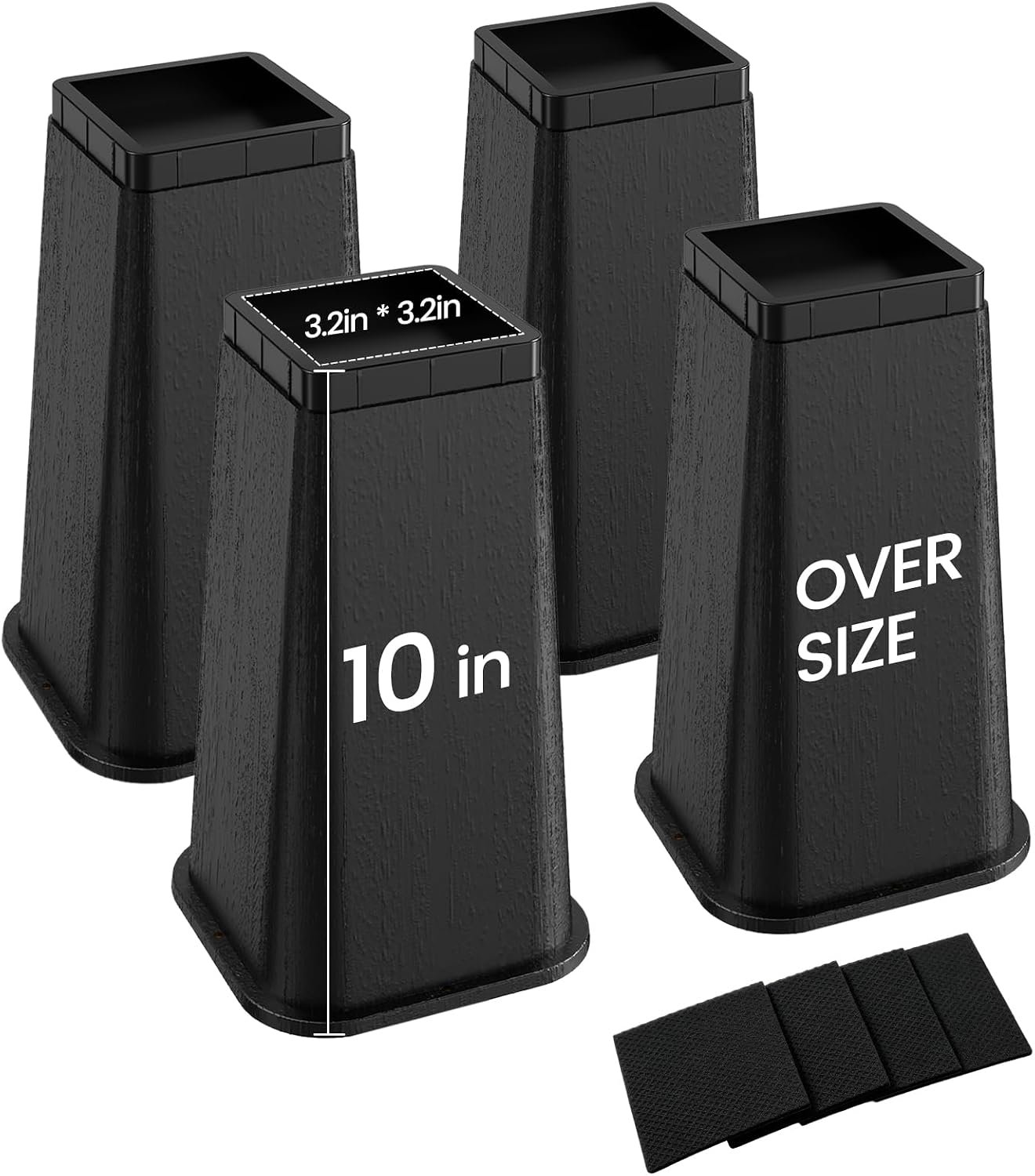 MYMULIKE Bed Risers 10 inch Heavy Duty, 4 Pack Furniture Risers for Dorm