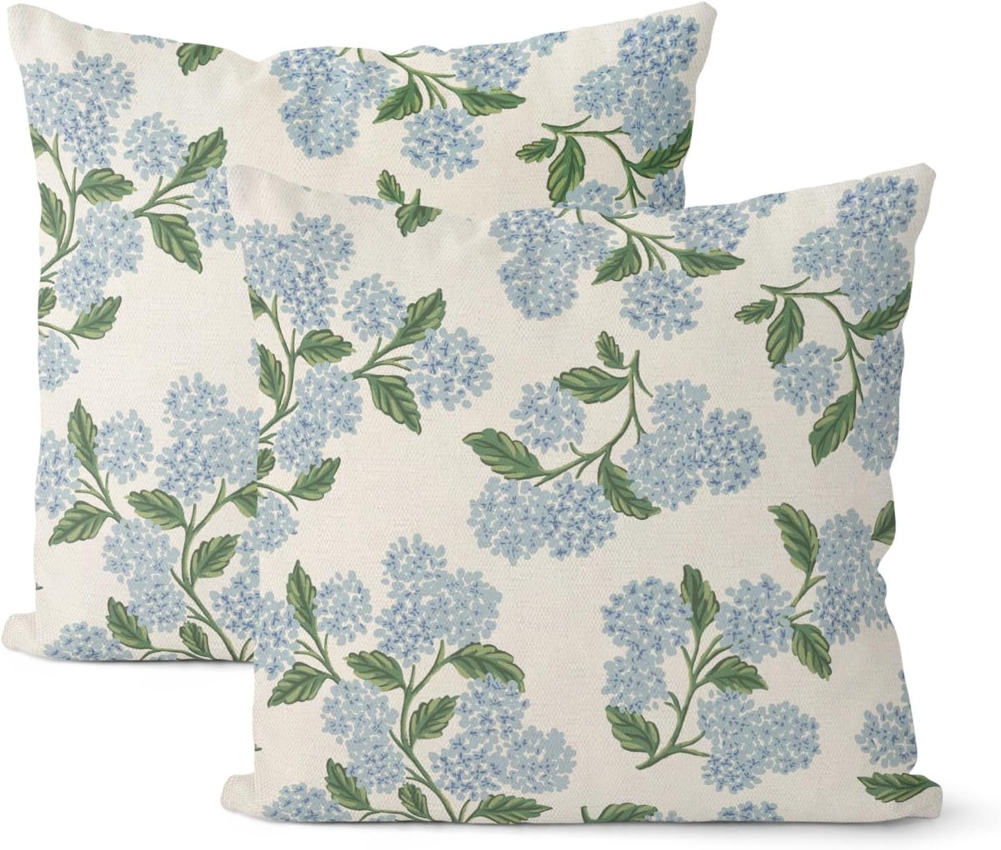 Floral Outdoor Pillow Covers 18×18 Inch Set of 2 Blue Green