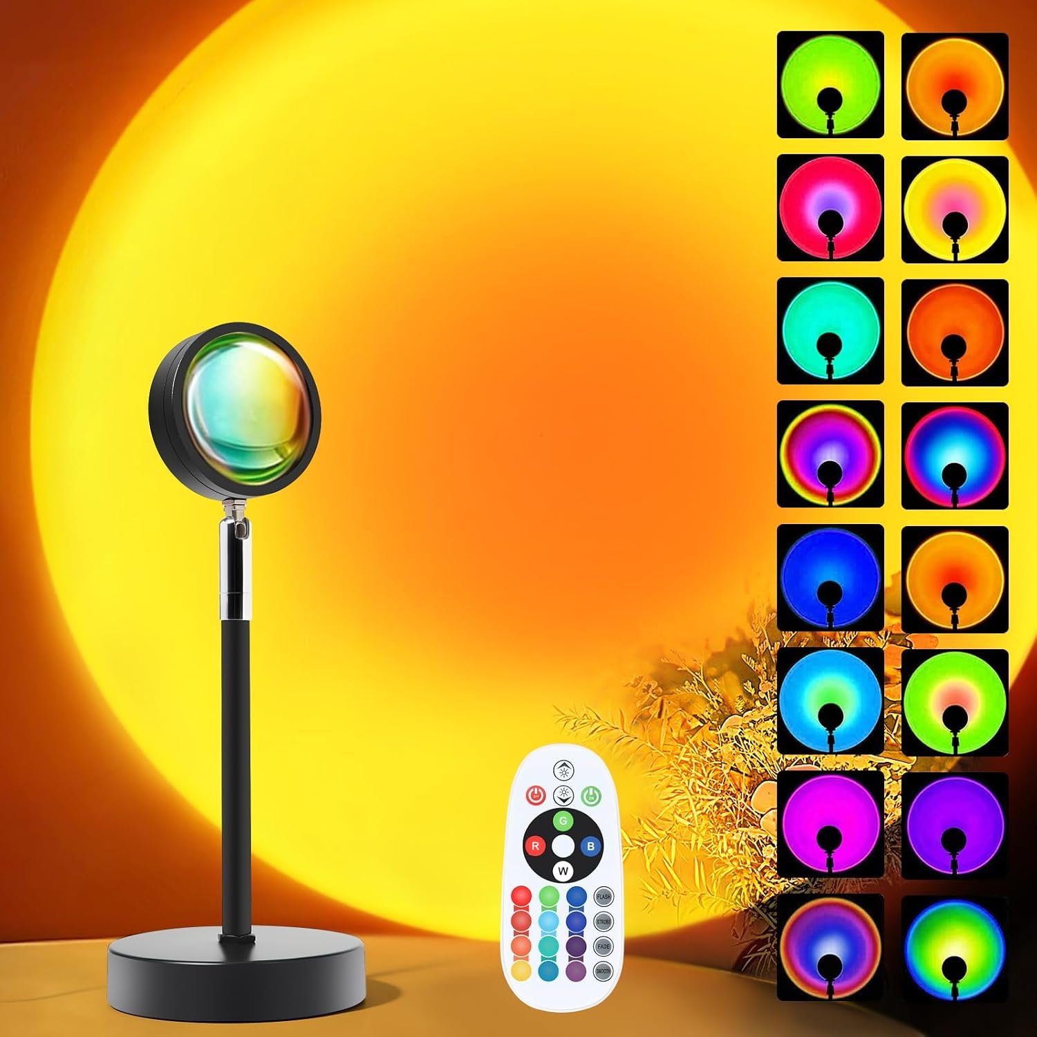 Sunset Lamp Projector, Rainbow Projection Led Lights with Remote, 16 Colors Multicolor Changing LED Night Light, Sunlight Light for Photography Selfie Party, Home Bedroom Decor Xmas Gifts for Women
