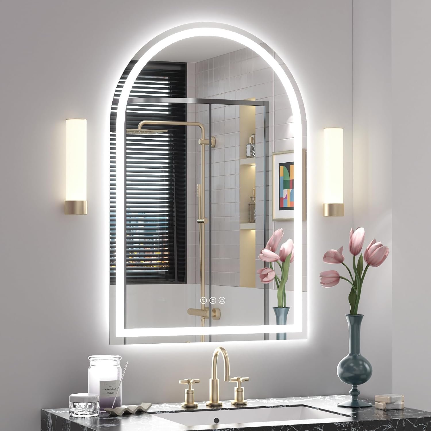 24×36 Inch Arched LED Mirror for Bathroom