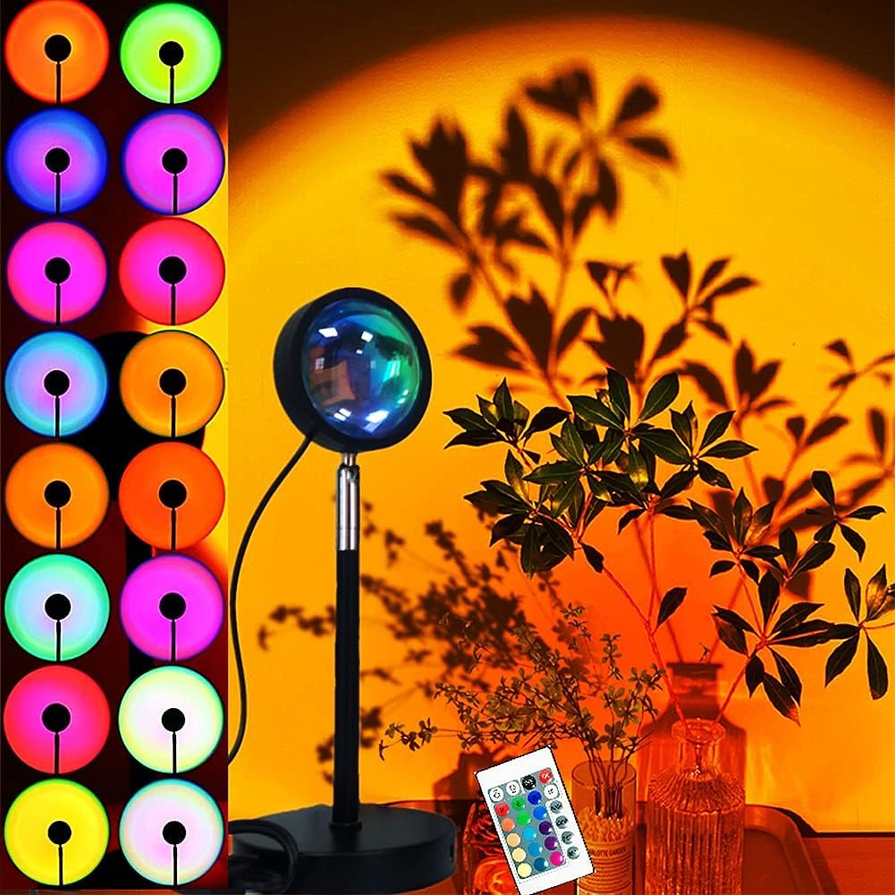 Sunset Projection Lamp 16 Colors – Sunset Lamp Multiple Colors with Remote, Light Projector Color Changing