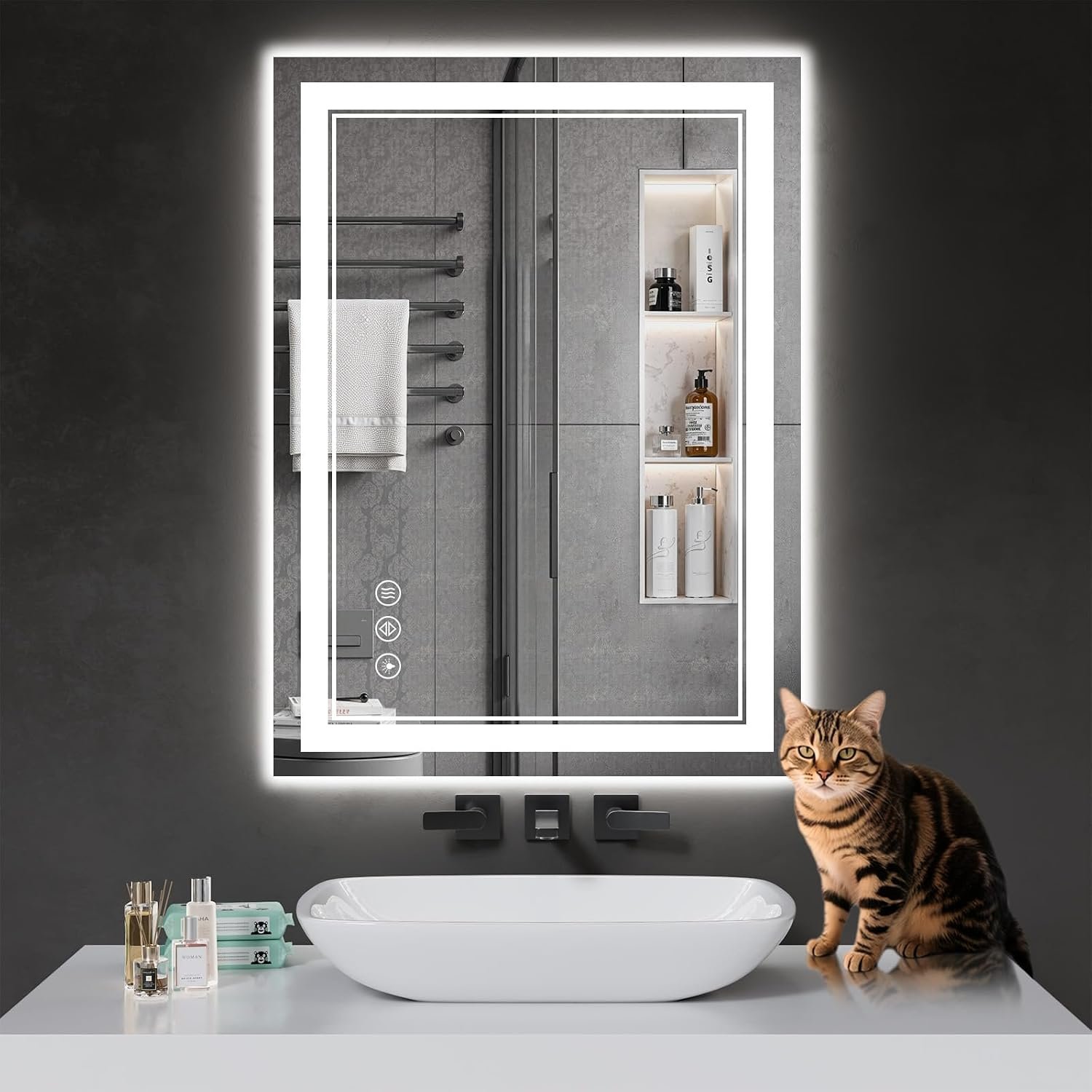 30″x22″ LED Bathroom Mirror with Lights,Anti-Fog,3 Color Modes