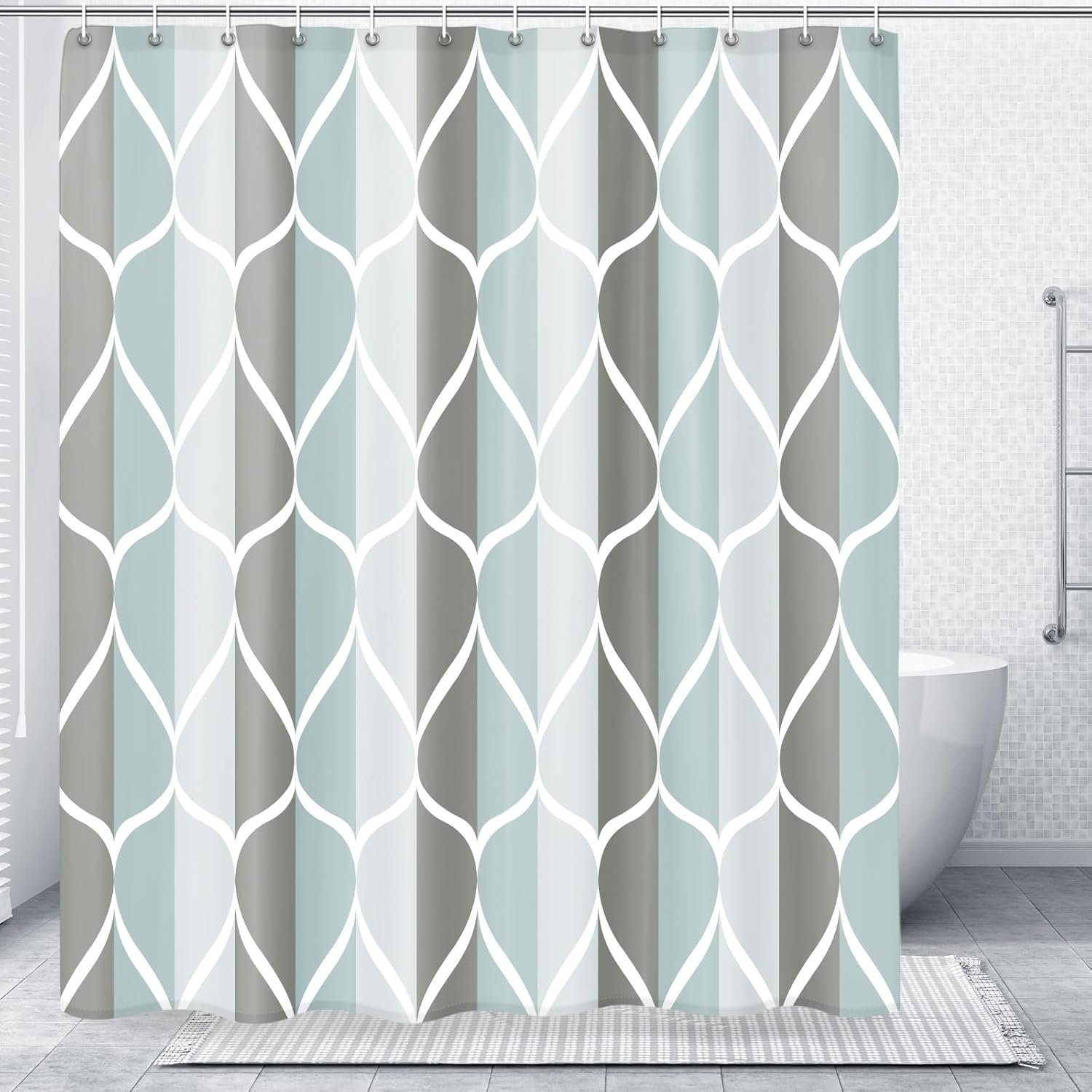 Gelbchu Grey Blend Geometric Shower Curtain for Bathroom, 72×72 Inch