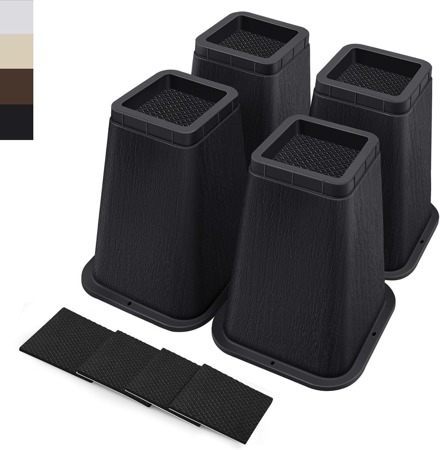 8 Inch Heavy Duty Bed Risers, Furniture Risers for Desk, Chair, Table or Sofa, Couch Lift Risers, Supports up to 2200 lbs per Leg(4 Pack Black)