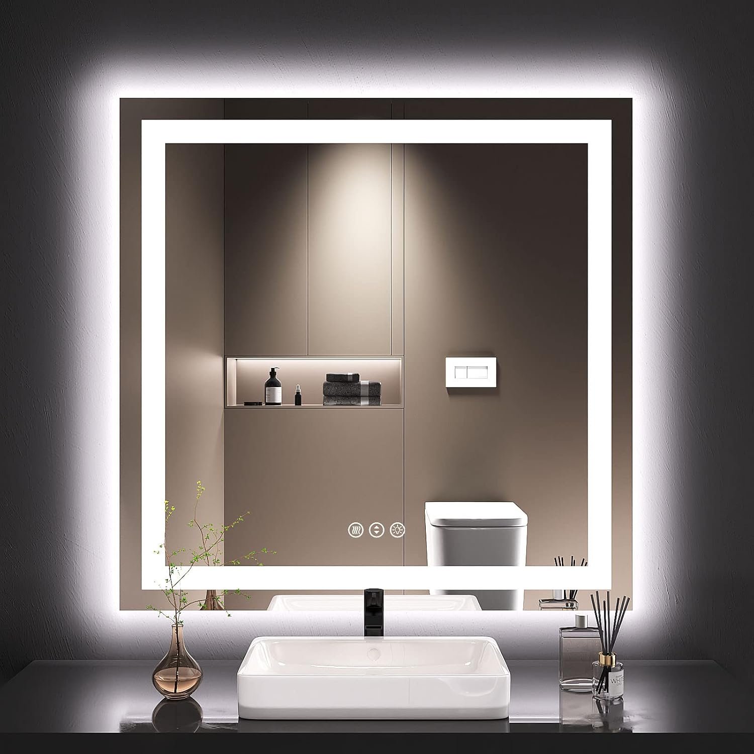 LOAAO 36″X36″ LED Bathroom Mirror with Lights, UL Listed
