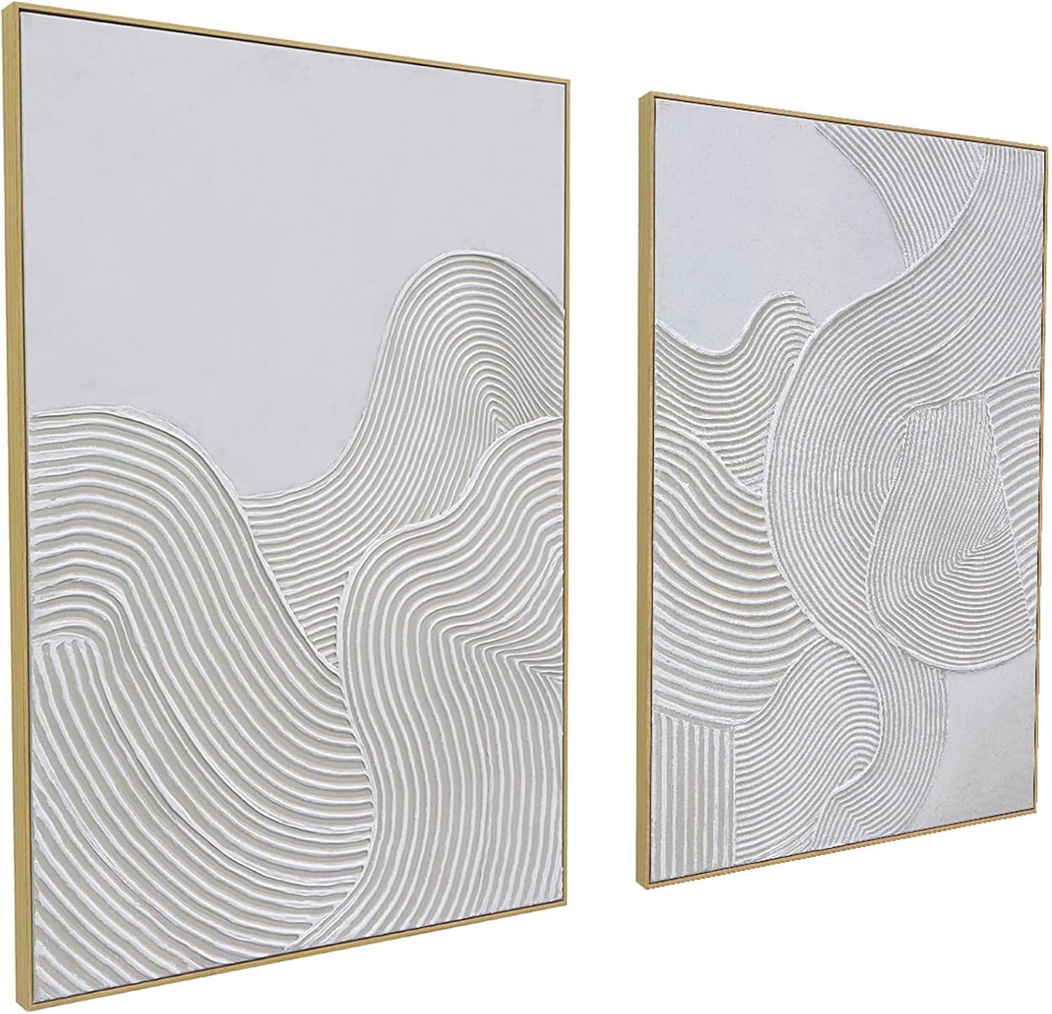 Zessonic Neutral Abstract 3D Textured Hand-Painted Thick Wall Art,28″x40″x2