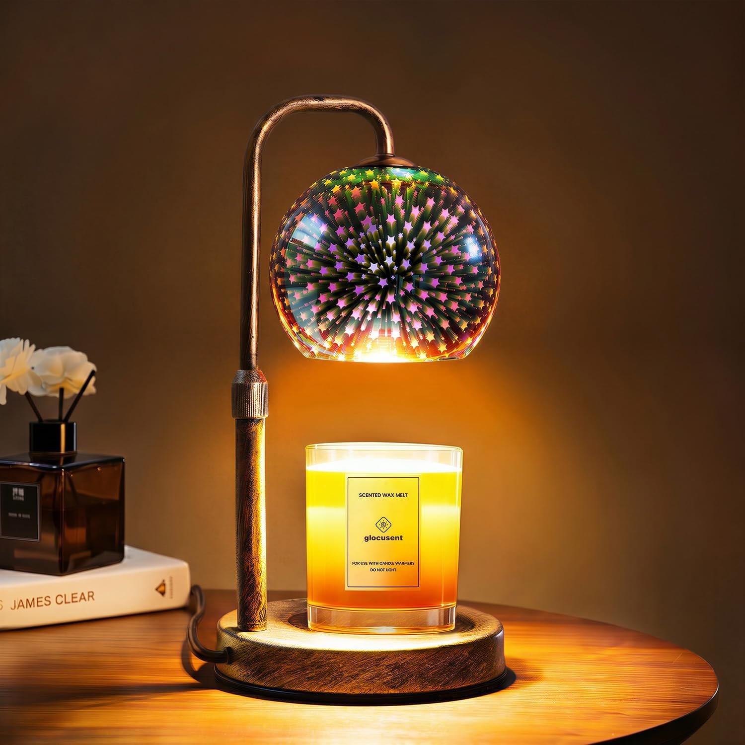 Glocusent Candle Warmer Lamp with Timer, Dimmable, (Fireworks)