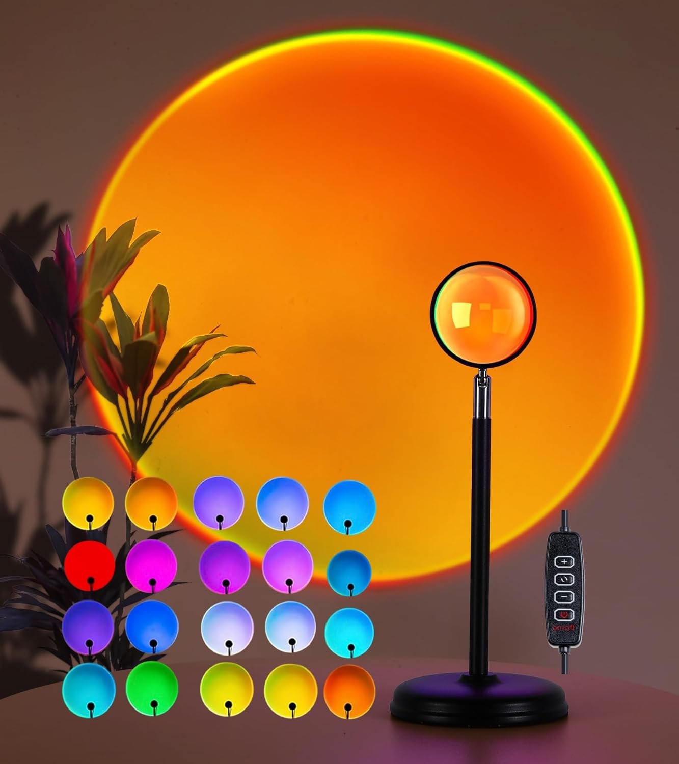 Sunset Lamp Projector,Multicolor Changing Night Light 360 Degree Rotation Rainbow Led Sun Lamp Gifts for Photography Backgrounds,Party,TikTop Live,Home Decor,Mood Lighting