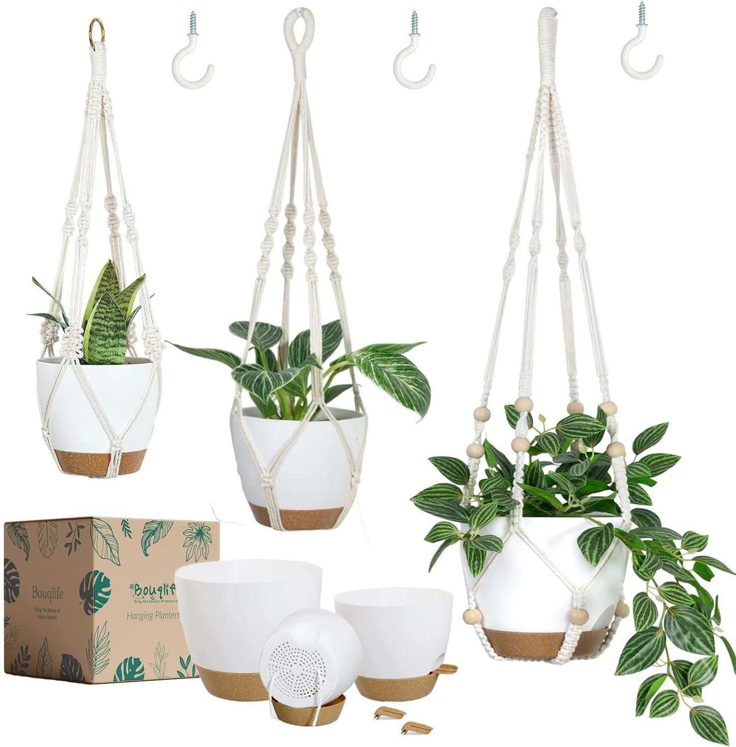 3 Set Self Watering Hanging Planters for Indoor Plants