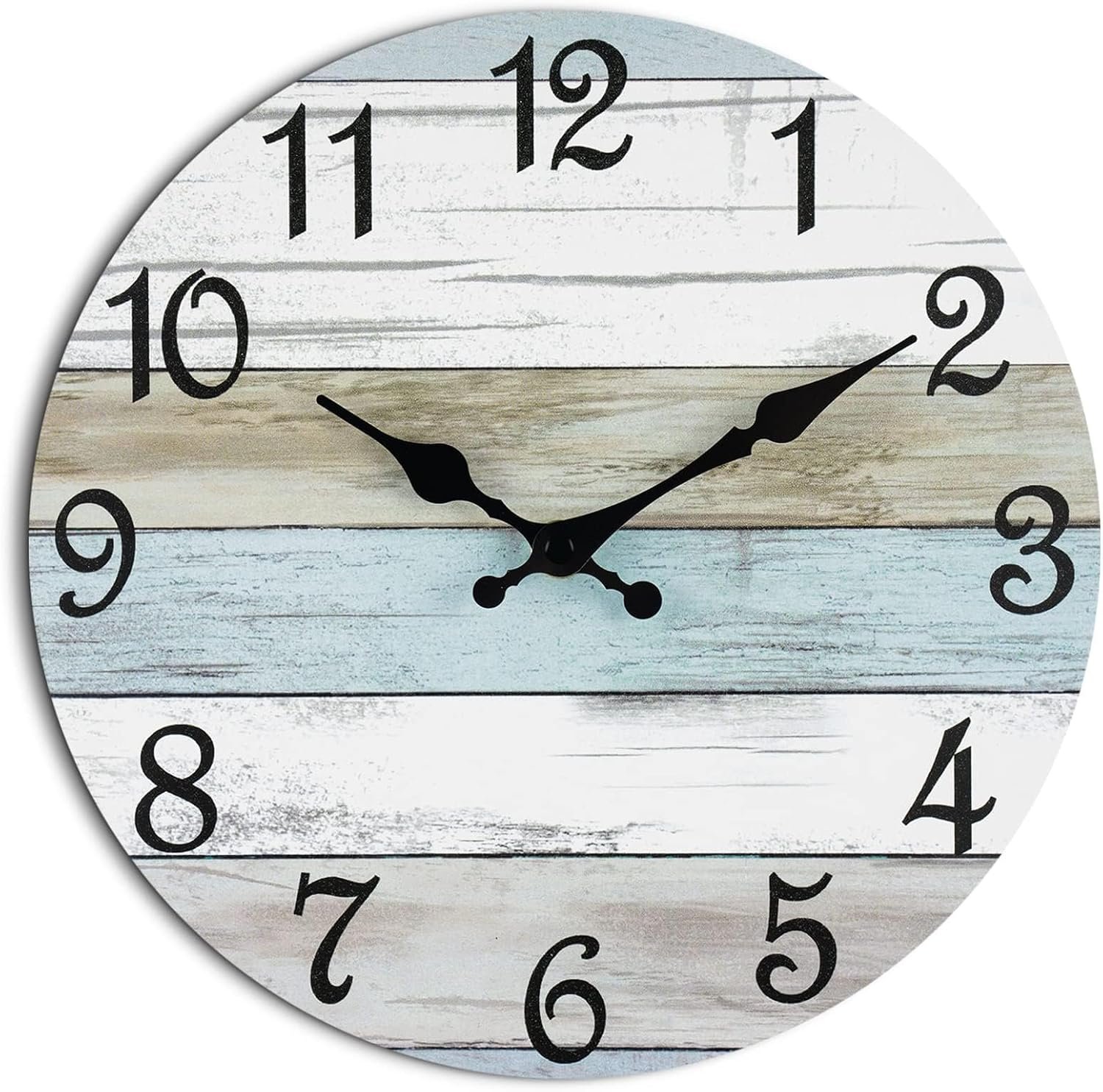 CHYLIN Wall Clock Silent Non-Ticking Battery Operated Rustic Coastal 10″