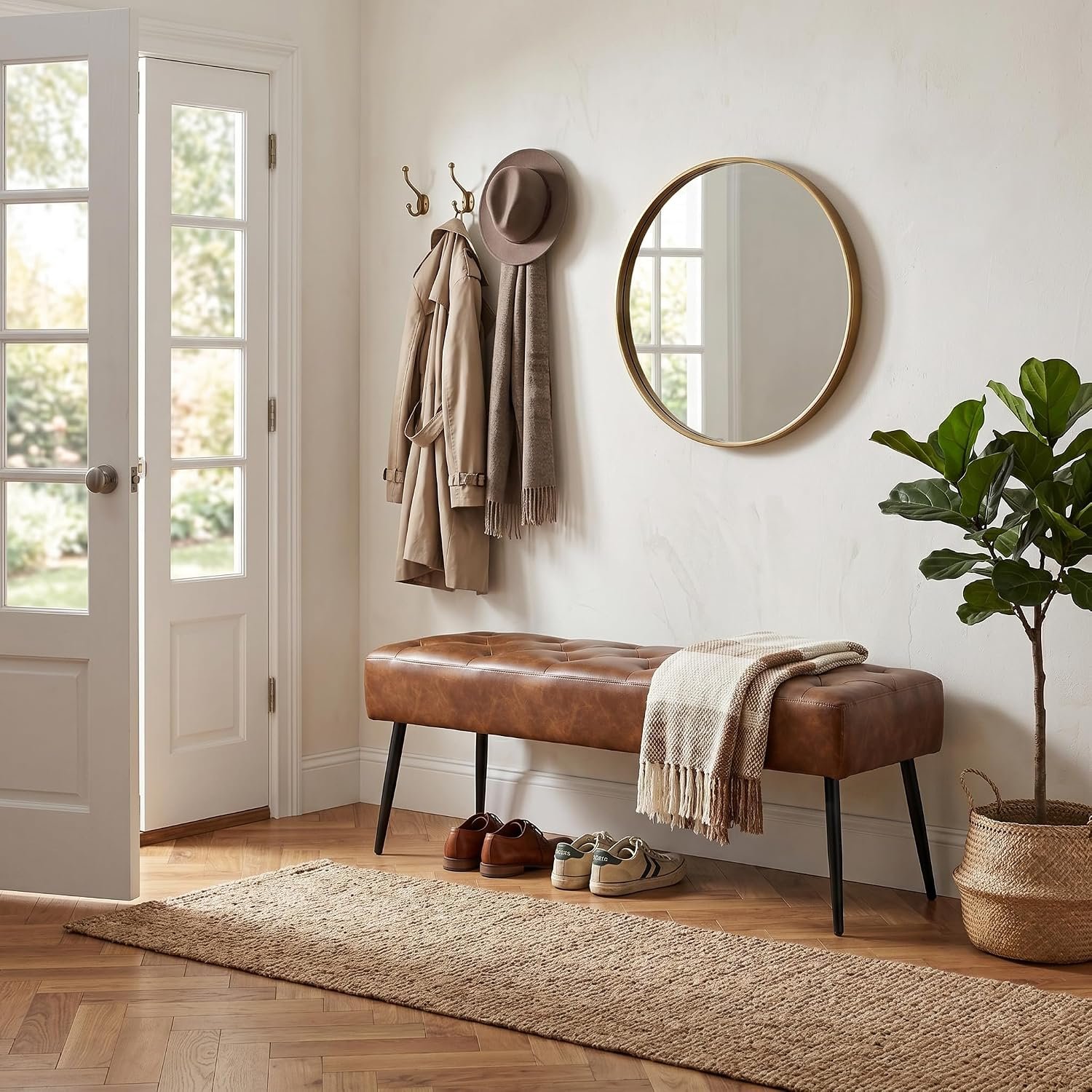 DUHOME Button-Tufted Ottoman Bench, Upholstered Bedroom Benches
