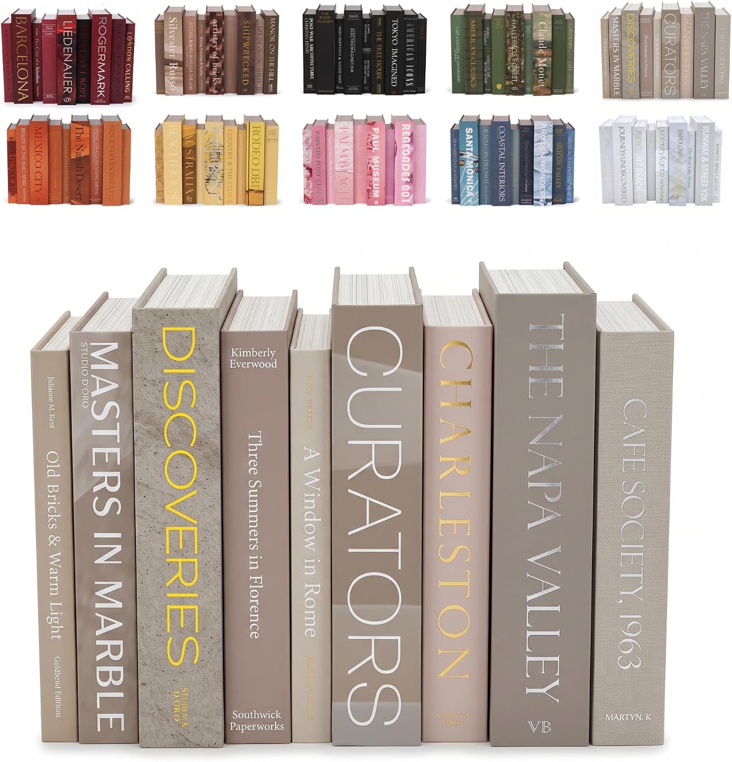 9 Faux Books Neutral – Decorative Box with Hidden Storage, Neutral Home Accessory, Bookshelf Accent, Coffee Table Book, Home Staging Accessory, Paper Wrapped Books