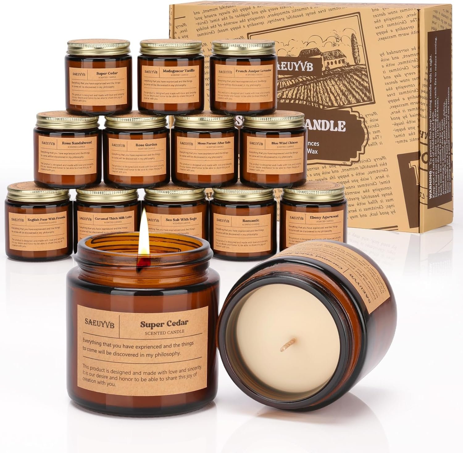SAEUYVB 12 Pack Scented Candles Gift Set,Natural Soy Aromatherapy Candle