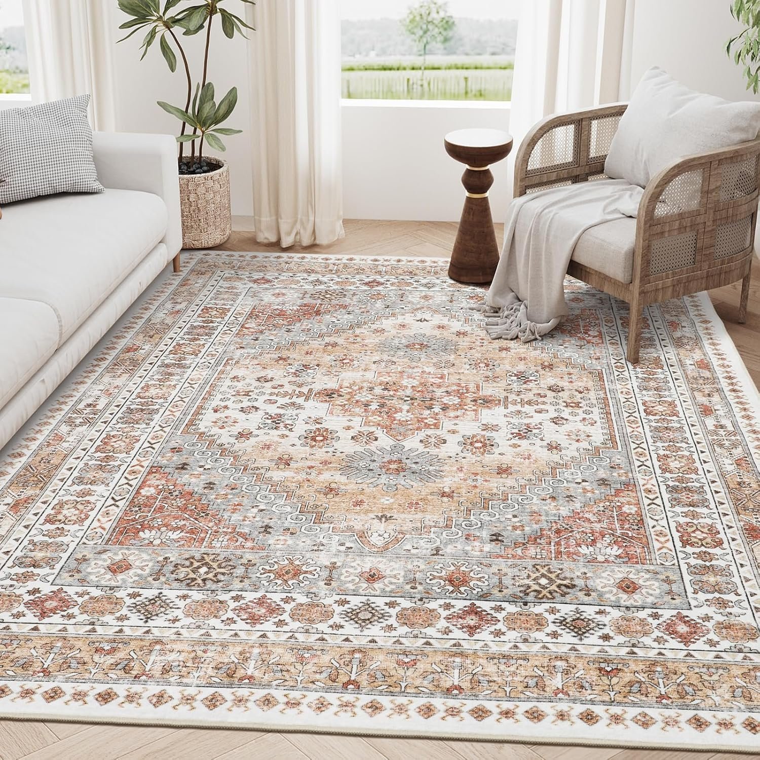 zesthome 5×7 Area Rugs for Living Room,Large Washable Rug,Orange