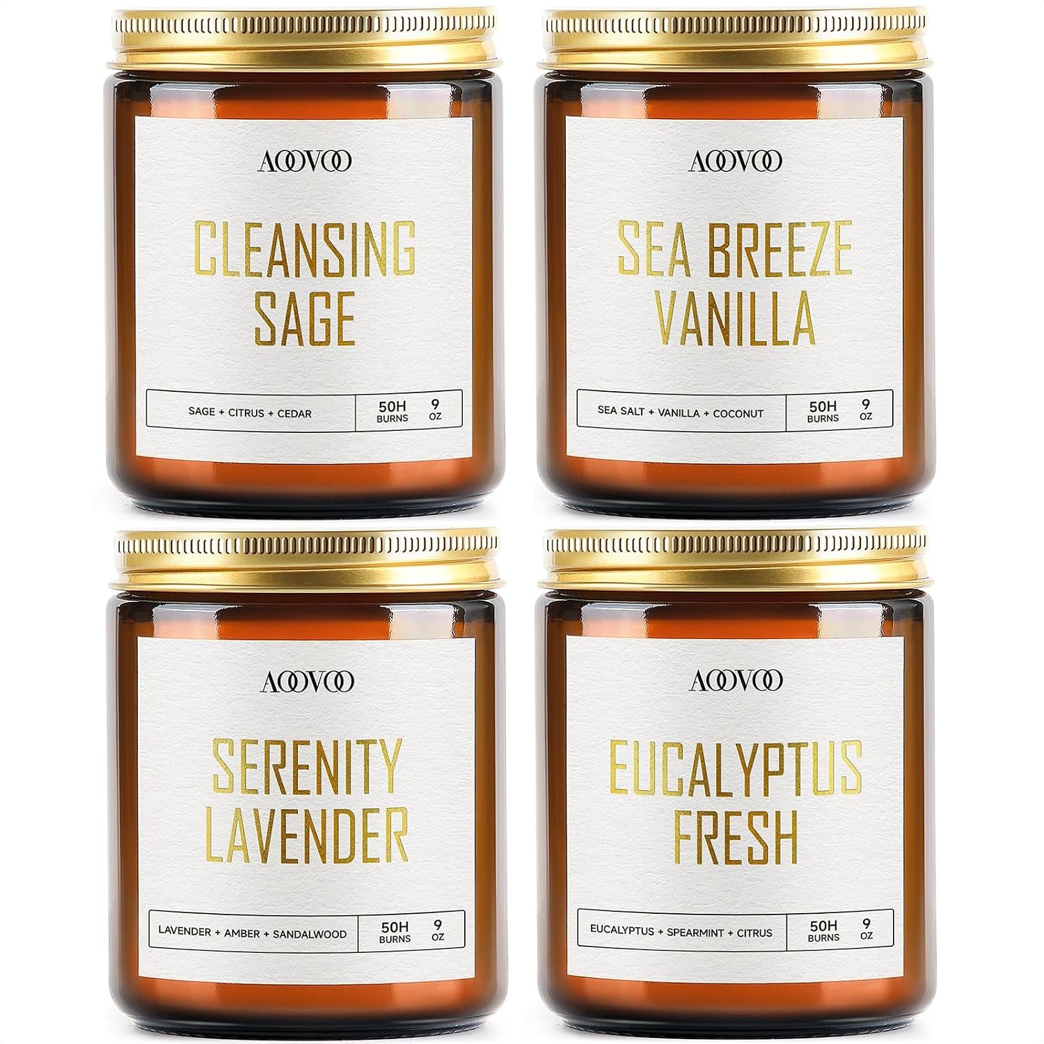 Scented Candles – 4PC Candle Set, 36 oz Soy Candles