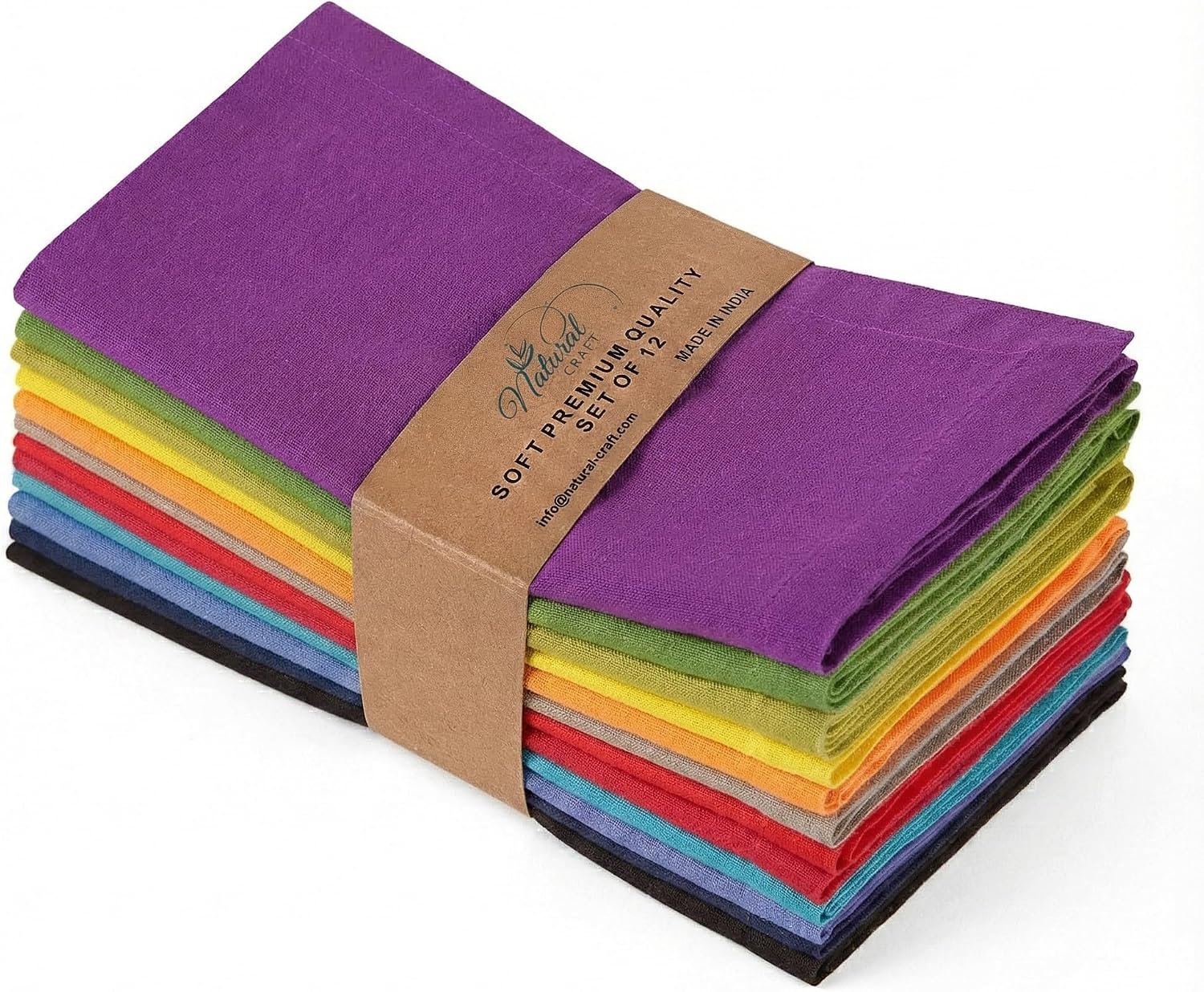 NATURALCRAFT Multicolor Cloth Napkins Set of 12 Cotton Linen Multi Pack
