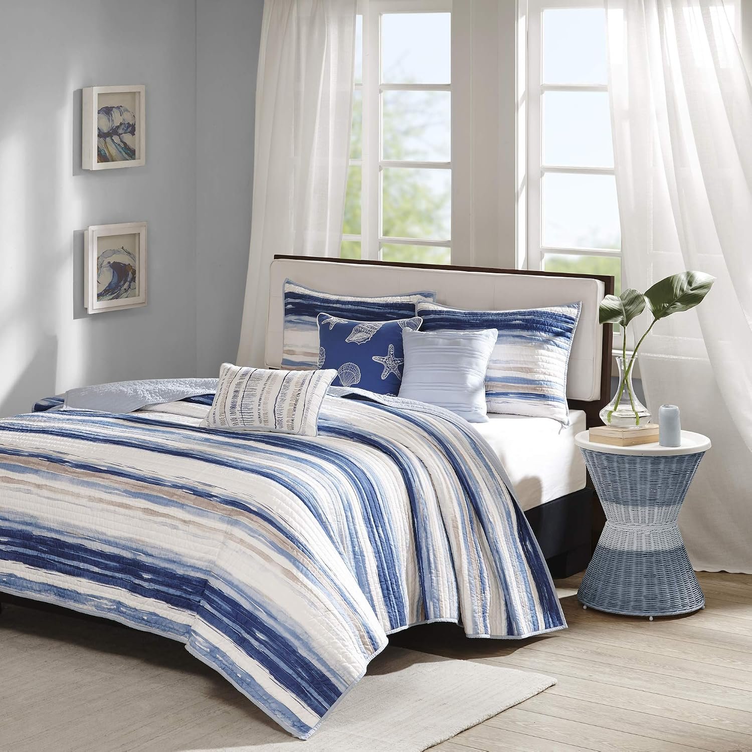 Madison Park Cottage Coastal Quilt Set, 6PC King/Cal King Coverlet