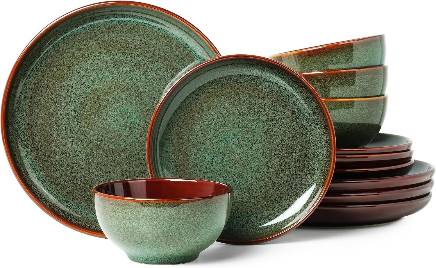 Ceramic Dinnerware Sets for 4, 12pcs Plates and Bowls Sets Dish Set
