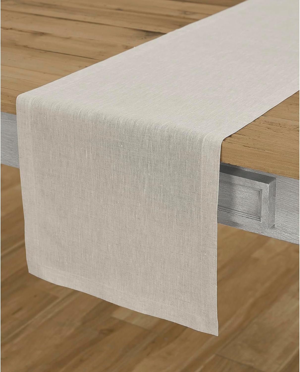 Solino Home 100% Pure Linen Light Natural Table Runner 14 x 120 in