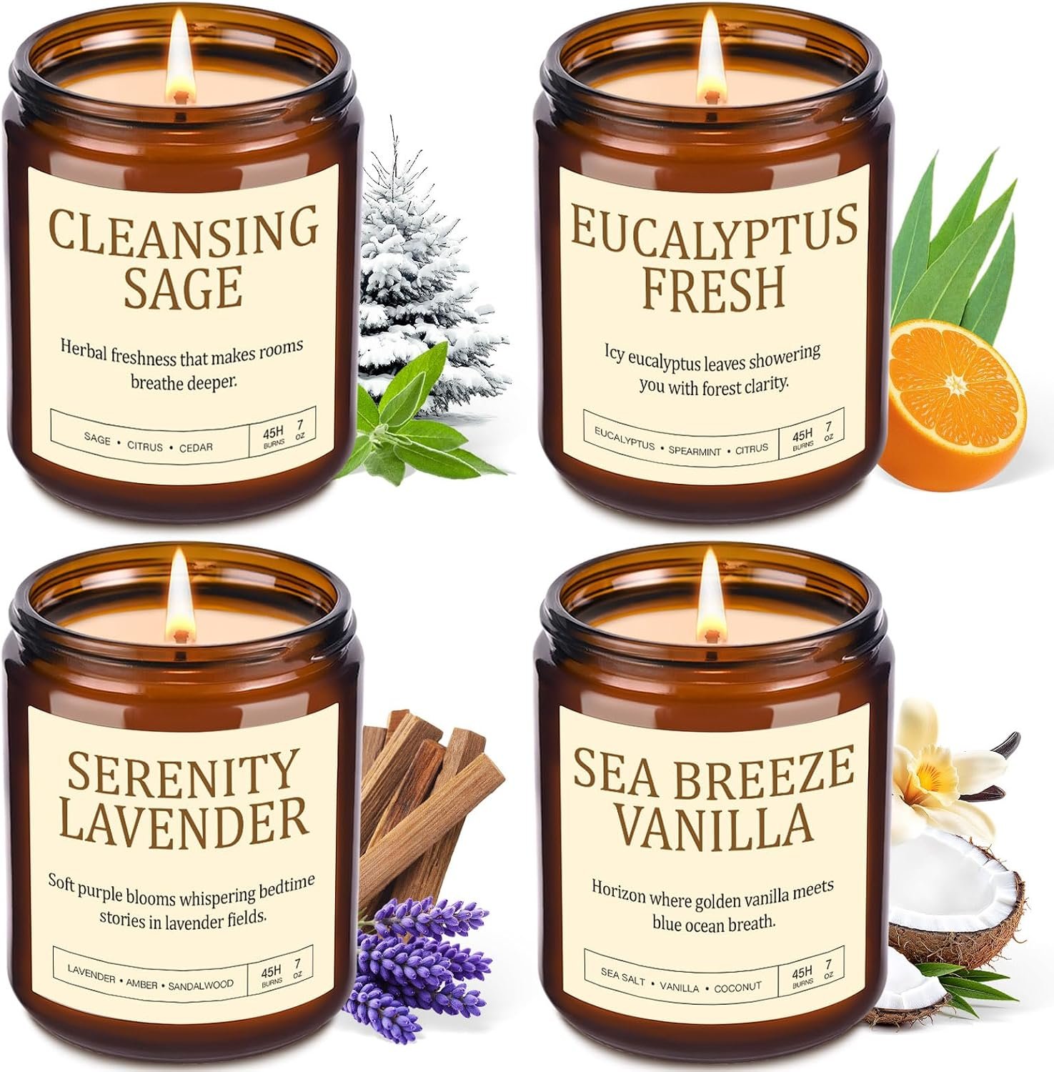Scented Candles Set for Women, 4 Pack Soy Jar Candles, 28 oz Total