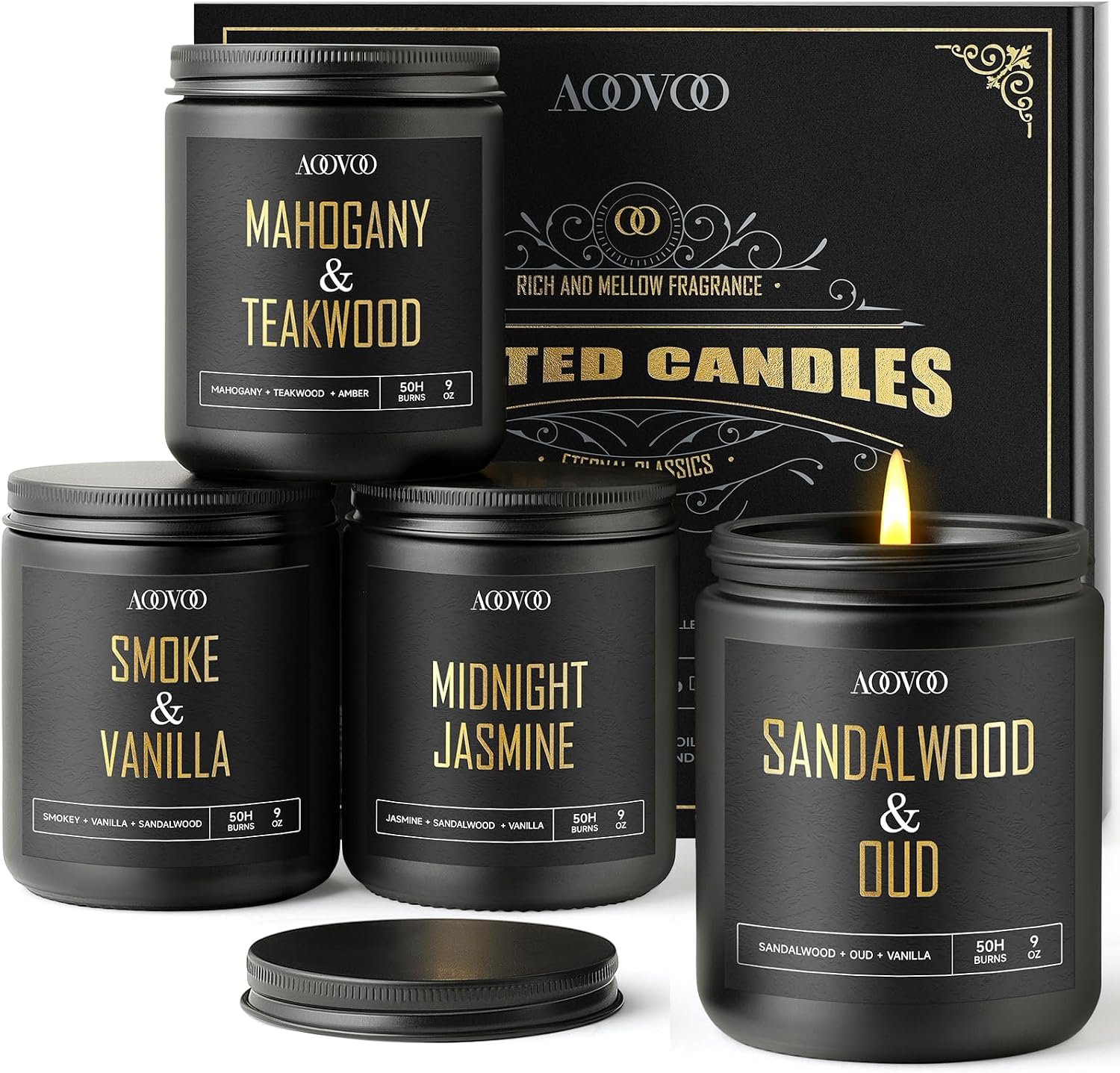 Scented Candles for Men – 4 Pack Candles for Home Scented