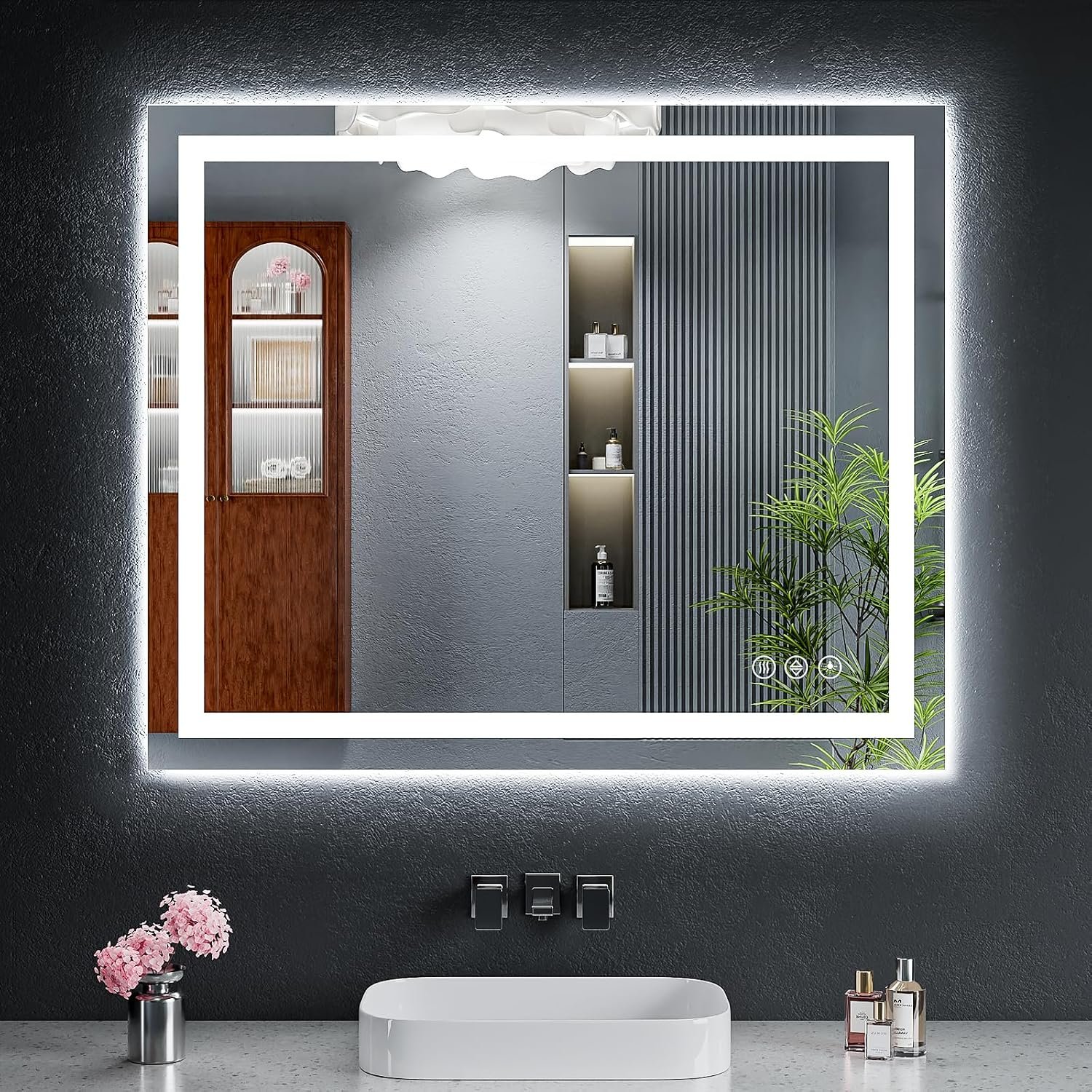 36″x30″ LED Bathroom Mirror with Lights, Backlit+Frontlit , Anti-Fog