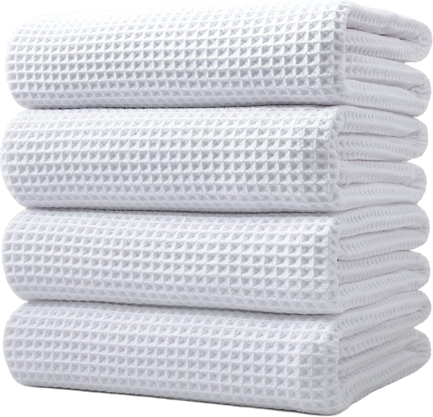 POLYTE 430 GSM Poly Blend Microfiber Quick Dry Waffle Bath Towel, 30×60 in