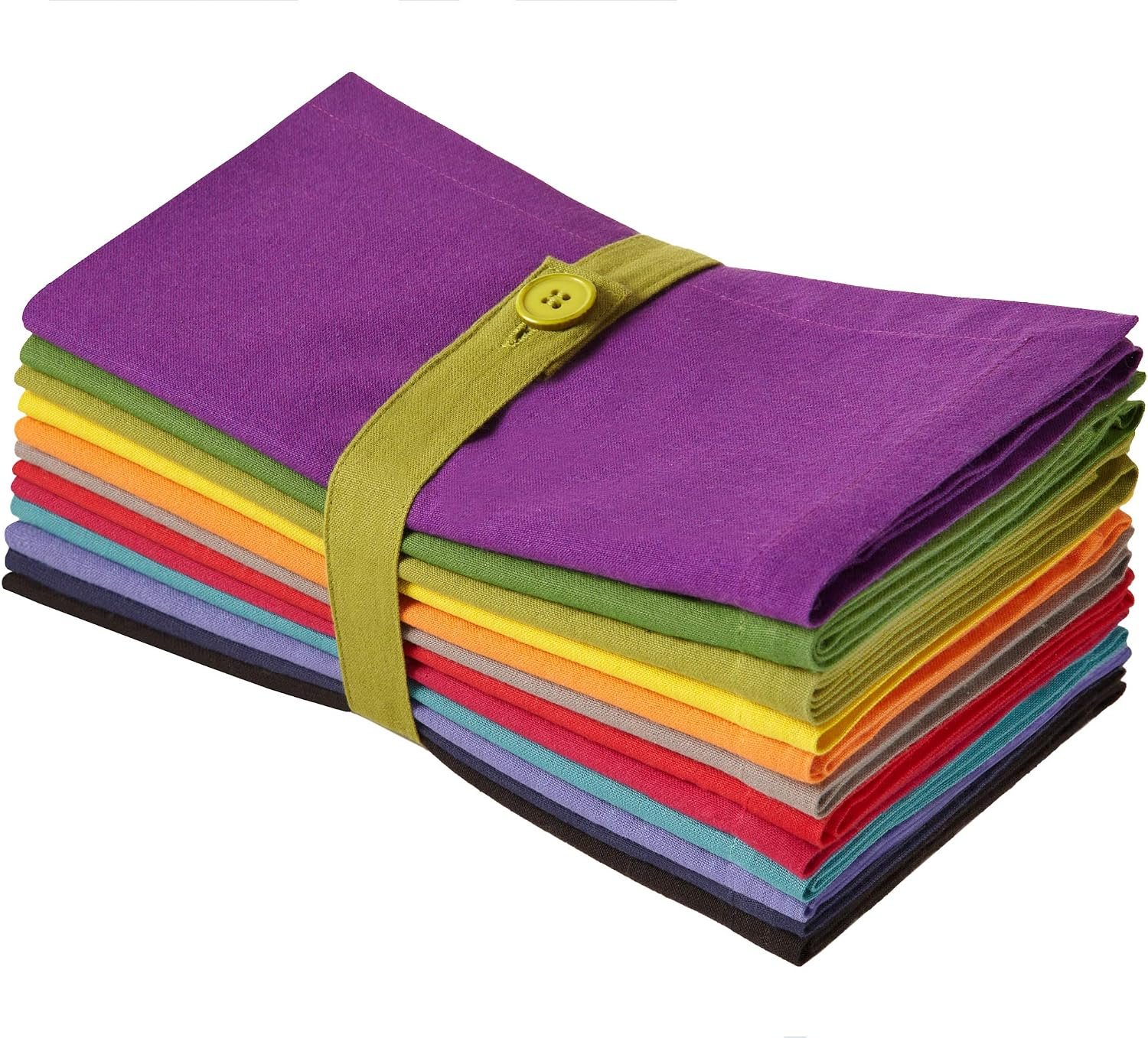 COTTON CRAFT Multicolor Cloth Napkins – 12 Pack 100% Cotton Dinner Napkins