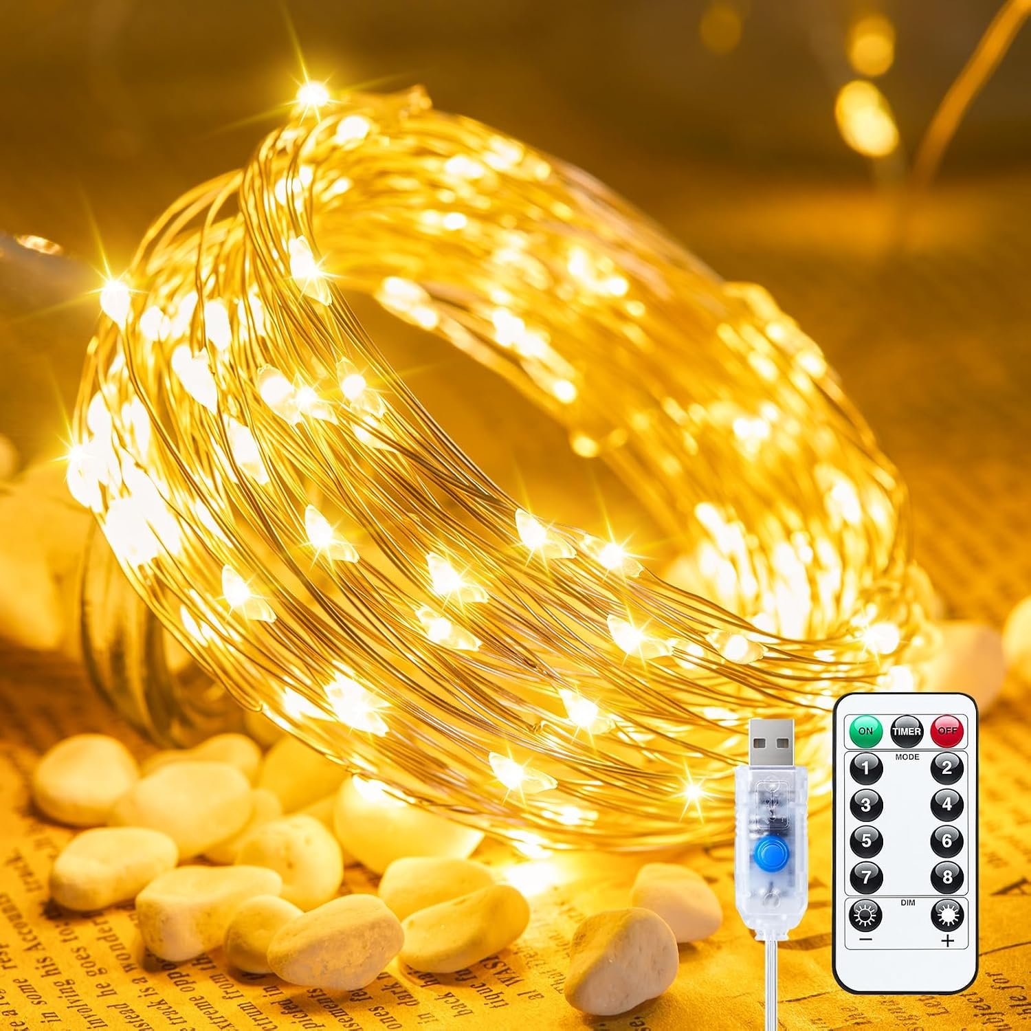 Minetom Twinkle Fairy Lights Plug in, 33ft 100 LEDs USB String Lights
