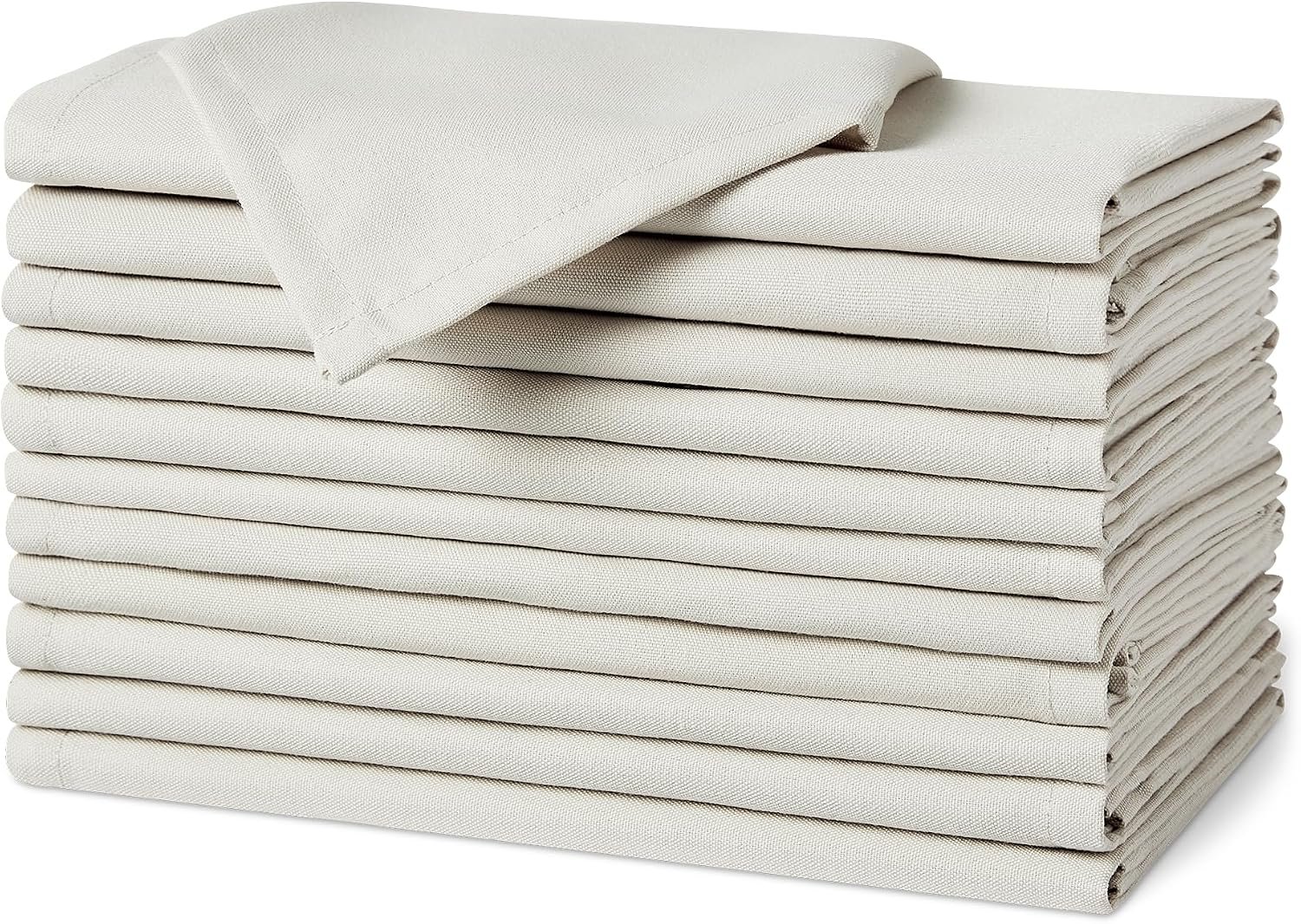 Amazon Basics Reusable Stain and Wrinkle Resistant Cloth Napkins, 17 x 17 inches, White, 12-Pack