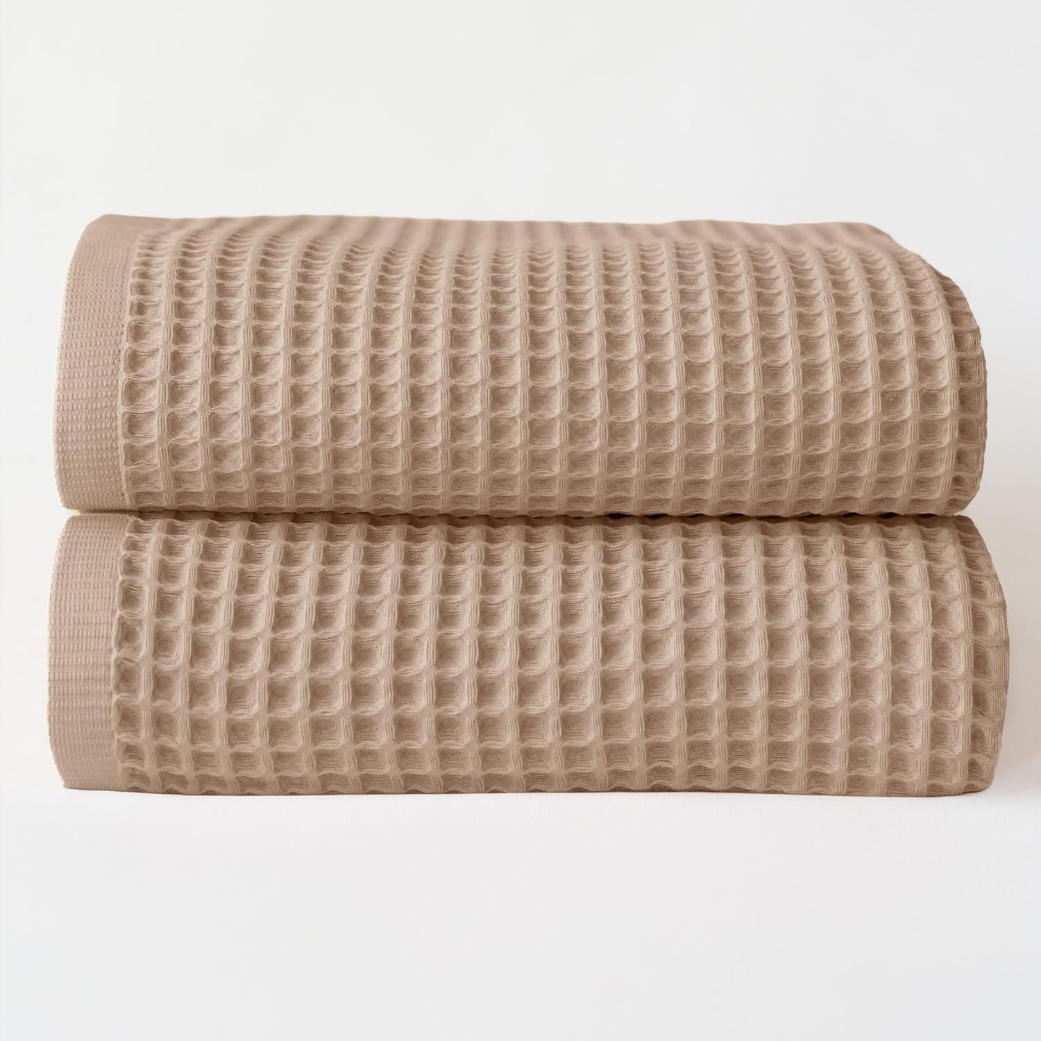 Turkish Cotton Waffle Bath Towels Set of 2, Brown, 35×71