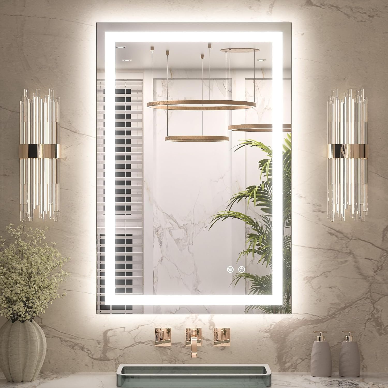 Keonjinn 24×36 Inch LED Bathroom Mirror with Lights, Frontlit & Backlit