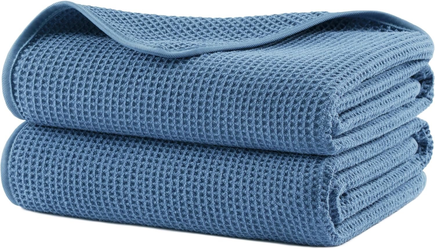 POLYTE 380 GSM Poly Blend Microfiber Quick Dry Waffle Bath Towel, 30×60 in