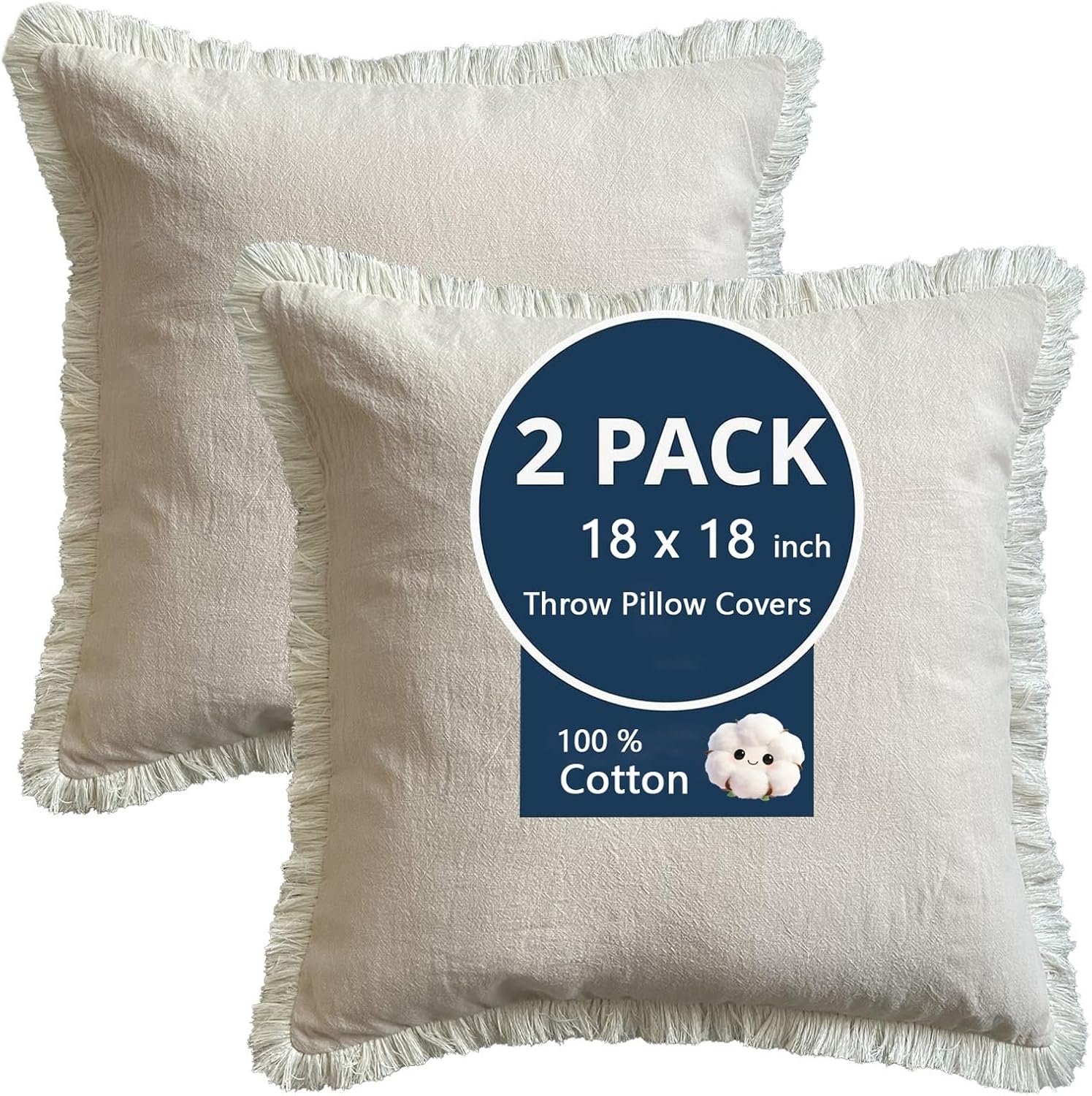 18×18 Set of 2 Boho Farmhouse Throw Pillow Covers