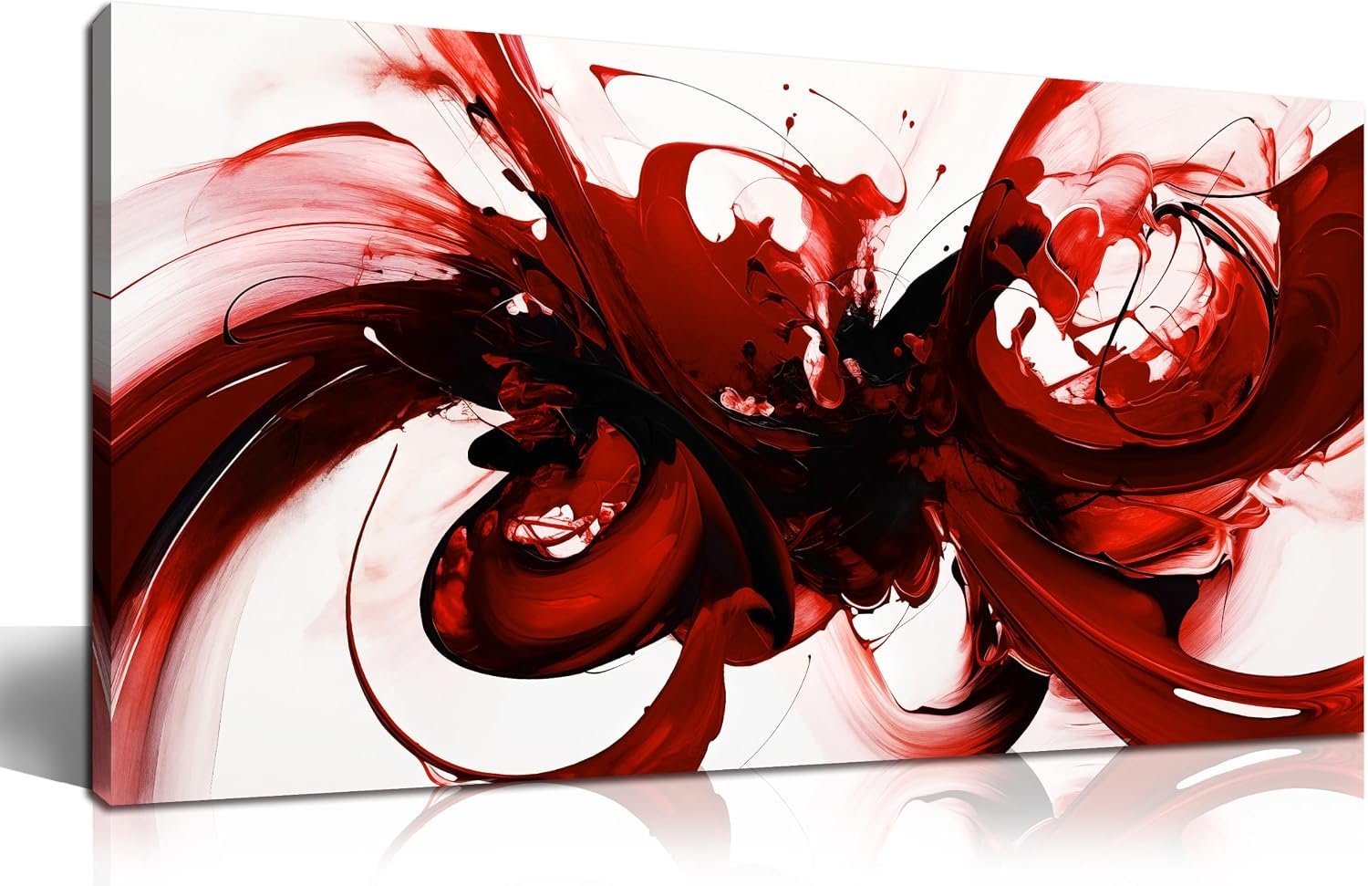 MXUNYZ Red Black Abstract Canvas Print, Bold Wall Art for Living Room Decor