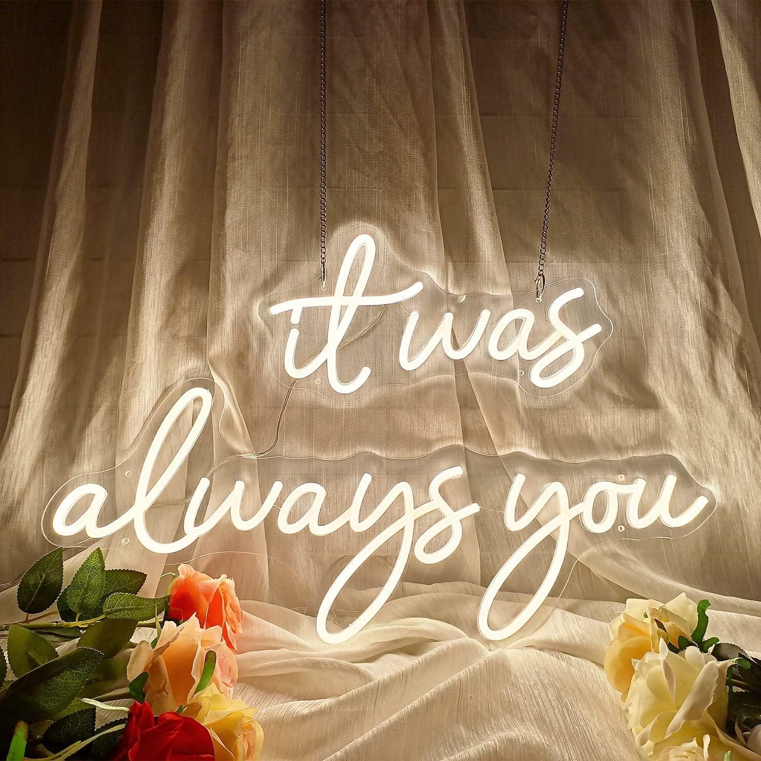 Large 36″ Neon Sign ‘it was always you’ Neon Night with Dimmable Wall Decor