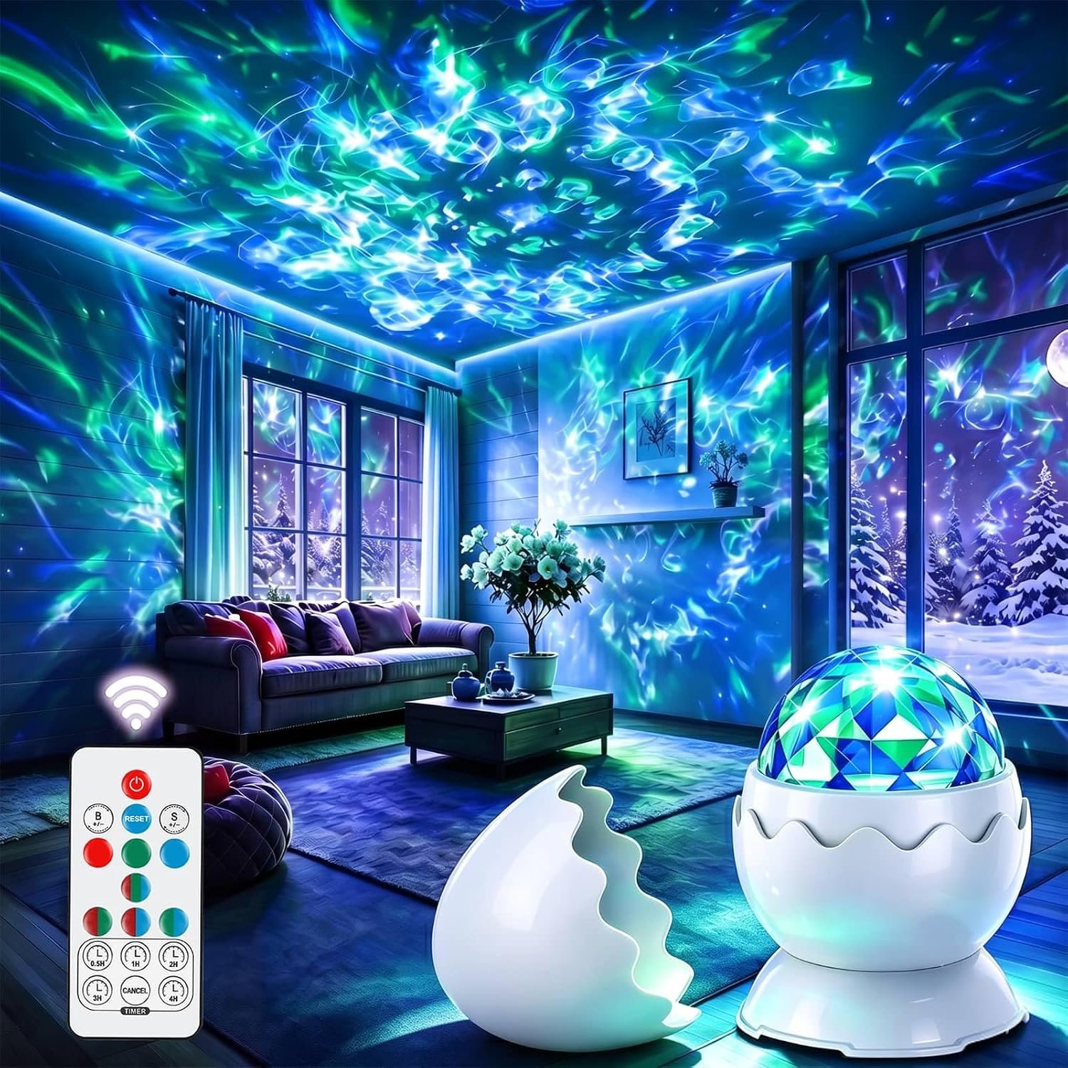 Ocean Wave Galaxy Projector Night Light, Water Ripple Night Lights for Kids