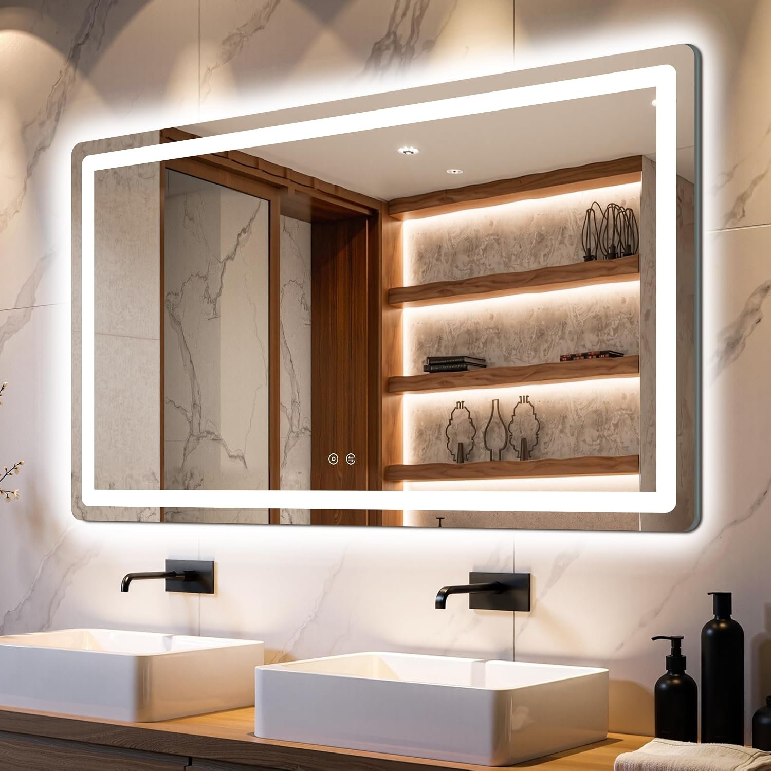 30×50 LED Bathroom Vanity Mirror with Lights, Anti-Fog, Dimmable