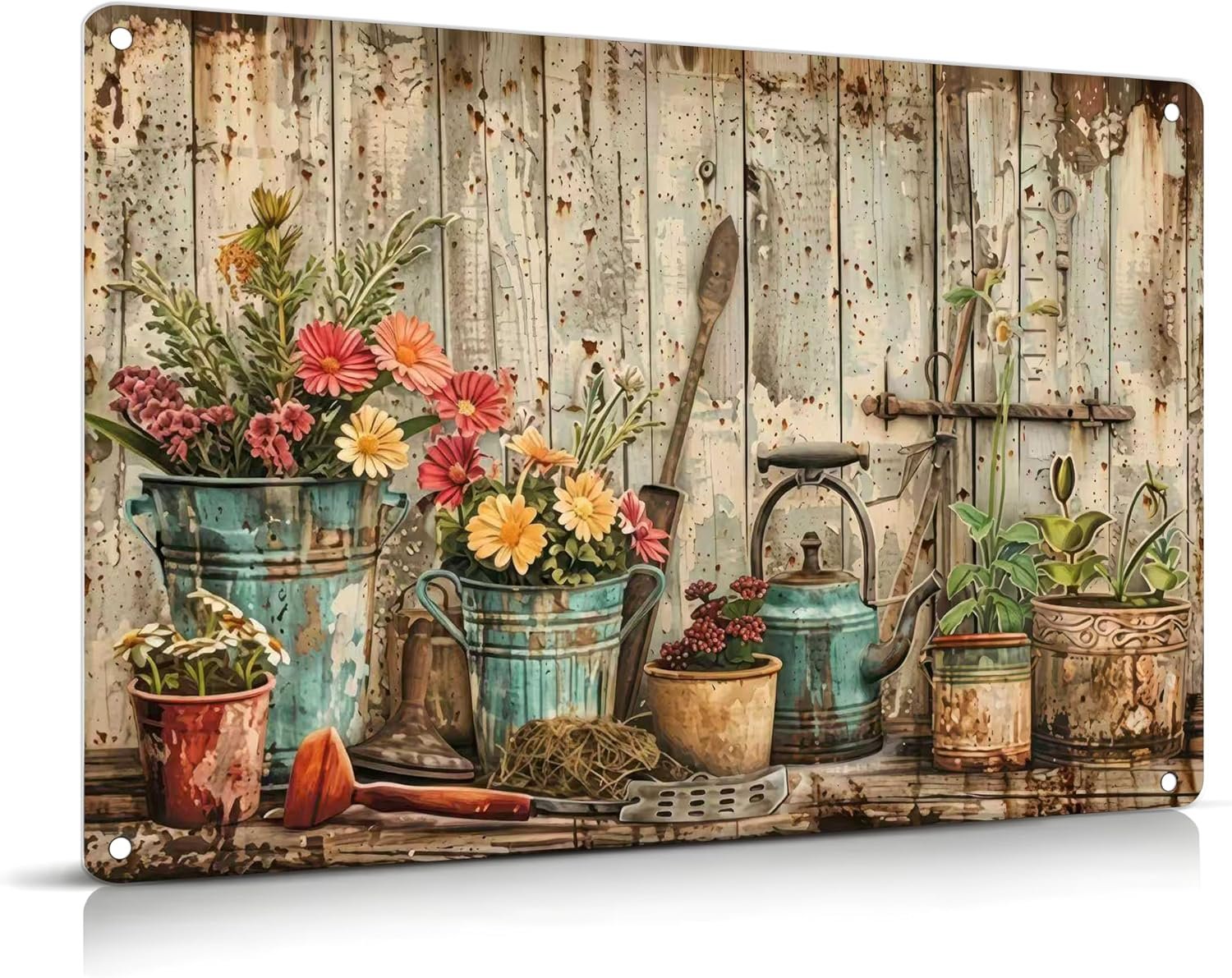 Vintage Flower Garden Metal Sign Rustic Farmhouse Daisy Floral Wildflowers Tin Signs Still Life Gardening Aluminum Wall art for Home Garden Patio Farm Yard Bar Bathroom Decor 8×12 Inch