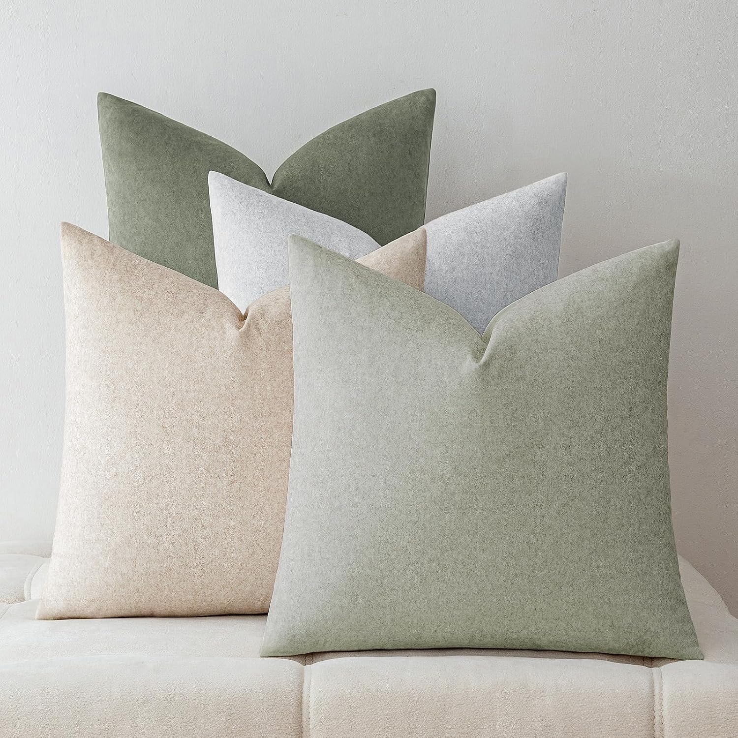 a moment Waterproof Throw Pillow Covers Set of 4,18×18 Inch Outdoor Stain Resistant Pet Friendly Pillowcases Cushion Covers for Patio Sofa and Living Room,Green