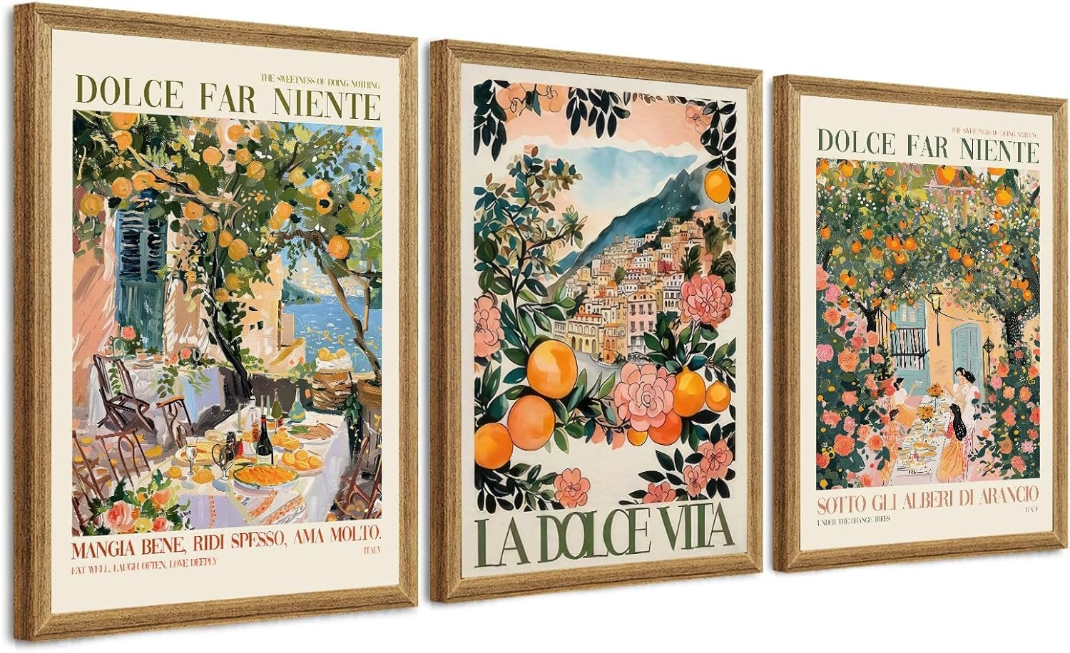 SYWENNOI Triptych Italian Landscape Framed Canvas Wall Art, 12×16 in each