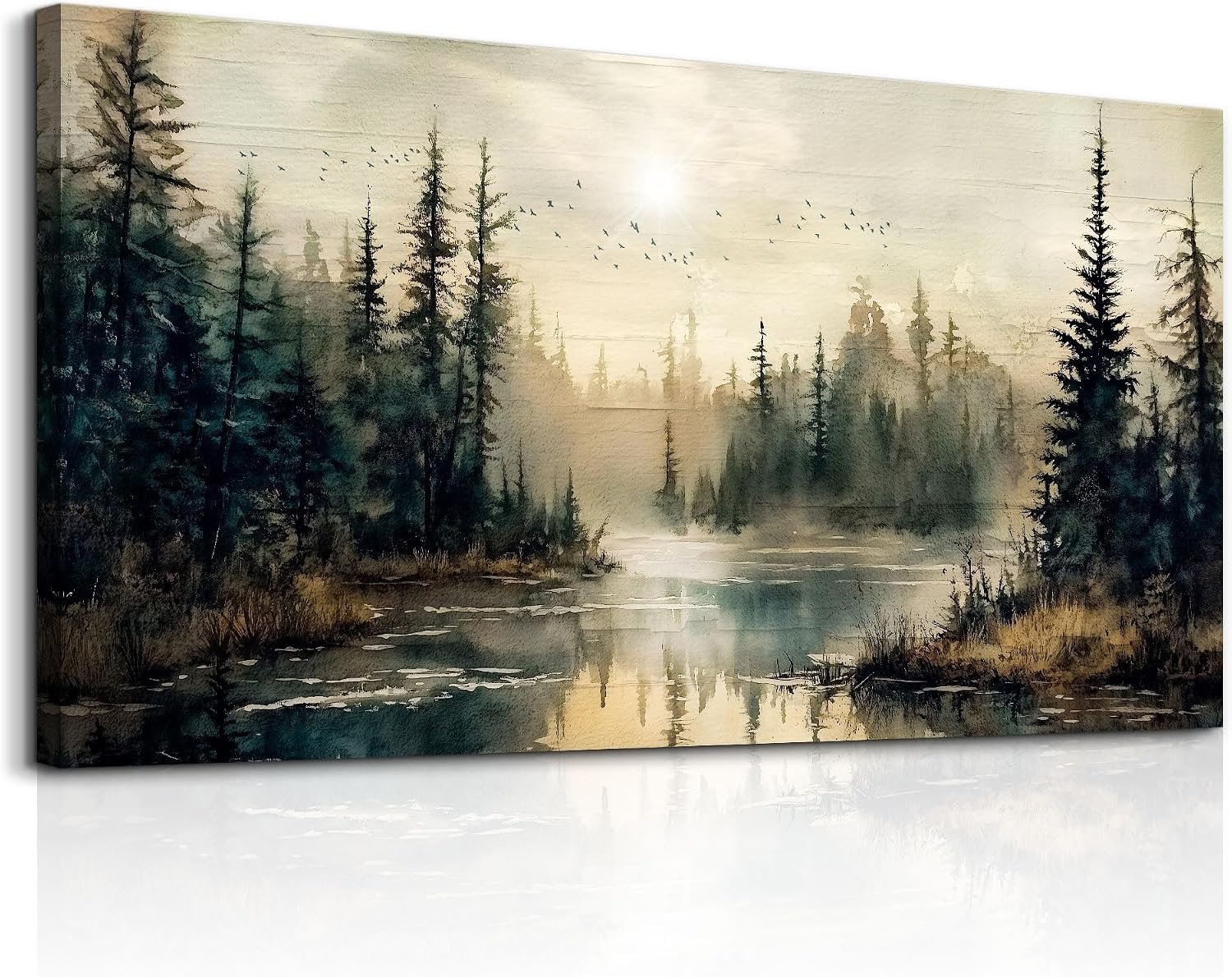 FUHAIHUA Canvas Wall Art For Living Room Large Wall Decor For Office Modern Bedroom Decorations Forest River Landscape Pictures Farmhouse Paintings Artwork Wall Mural Aesthetic Home Decor 30×60 In