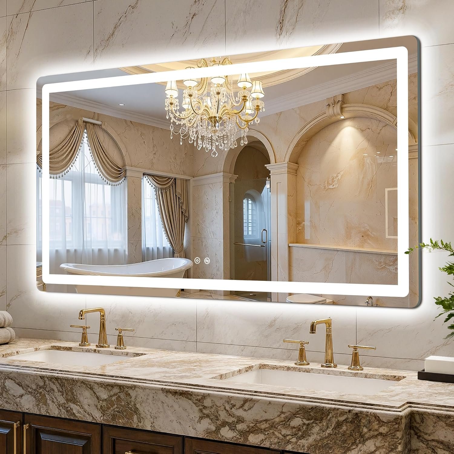 LED Bathroom Mirror, 55″x30″ Bathroom Vanity Mirror with Lights
