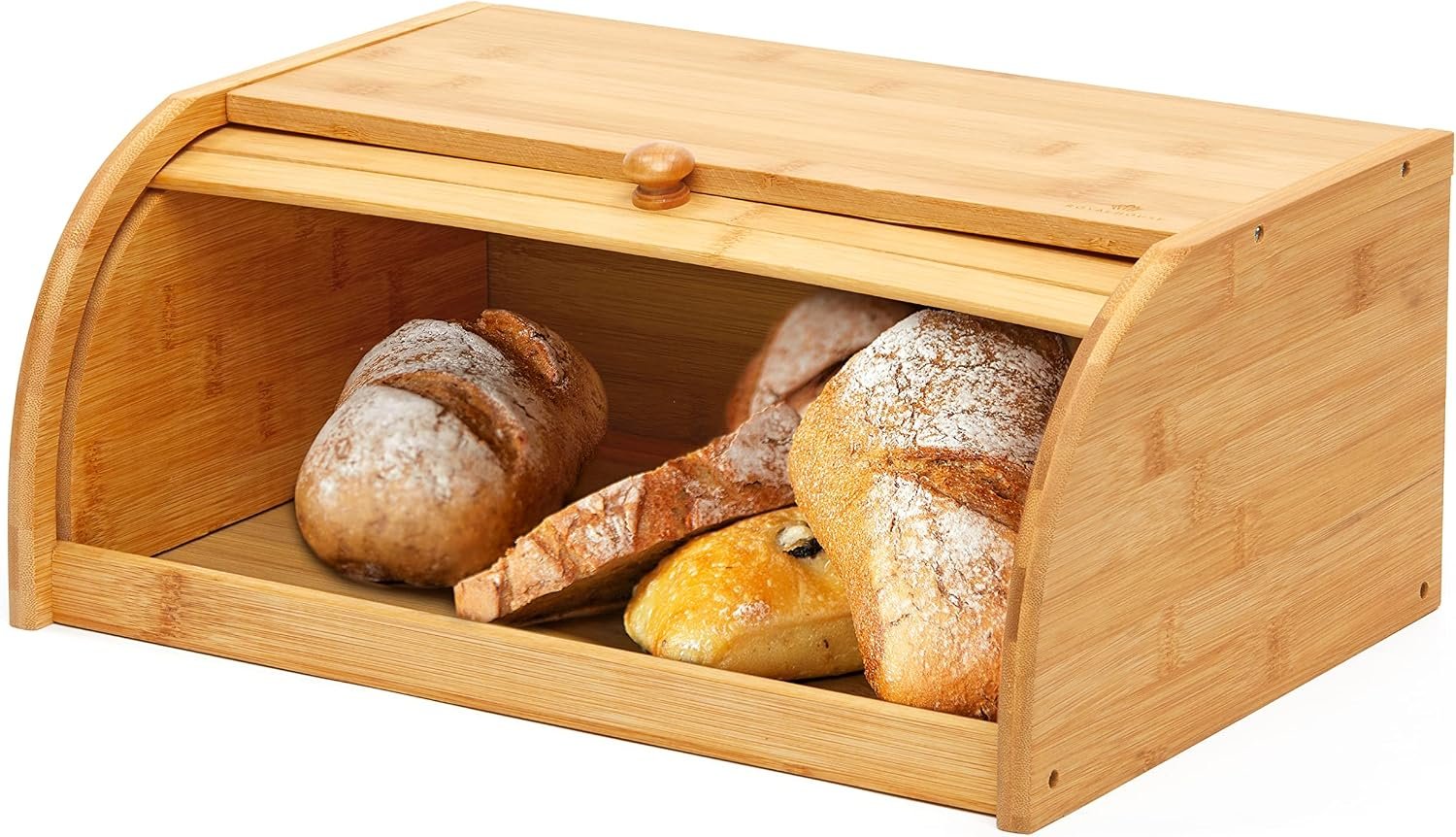 Natural Bamboo Roll Top Bread Box Kitchen Food Storage