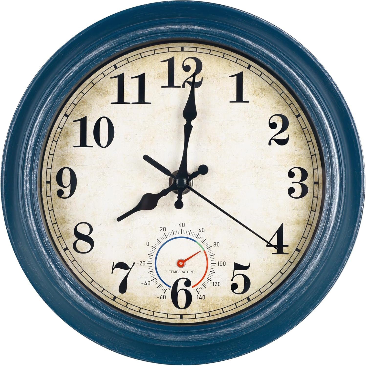 Wall Clock Battery Operated Silent Small Rustic Wall Clocks for Kitchen Bathroom Bedroom 8 Inch Blue
