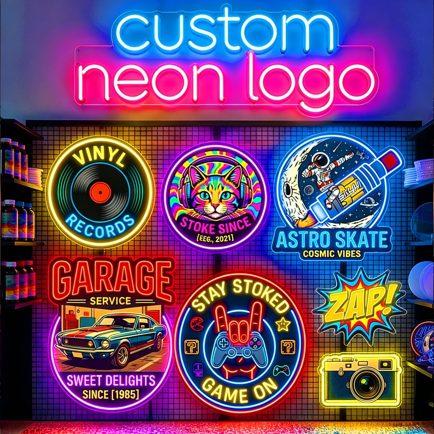 Custom Business Logo Neon Signs,UV Printed Neon Light for Wall Decor