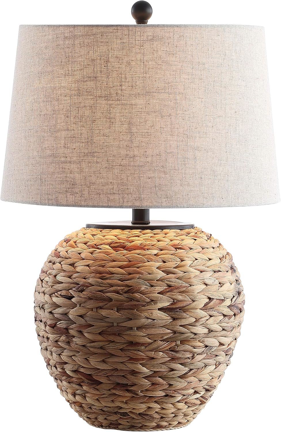 JONATHAN Y Alaro Table Lamp Woven Water Hyacinth Basket 24.5″, Natural